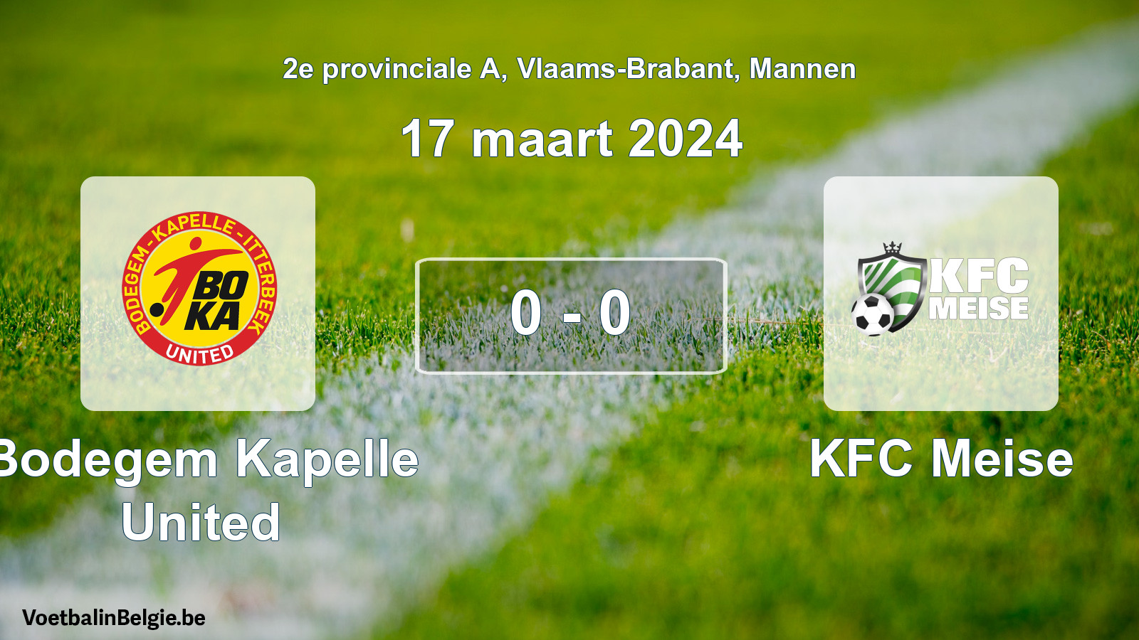 Gespeelde wedstrijd mannenvoetbal: Bodegem Kapelle United - KFC Meise 0 - 0 (17 maart 2024)