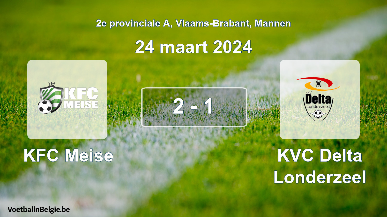 Gespeelde wedstrijd mannenvoetbal: KFC Meise - KVC Delta Londerzeel 2 - 1 (24 maart 2024)