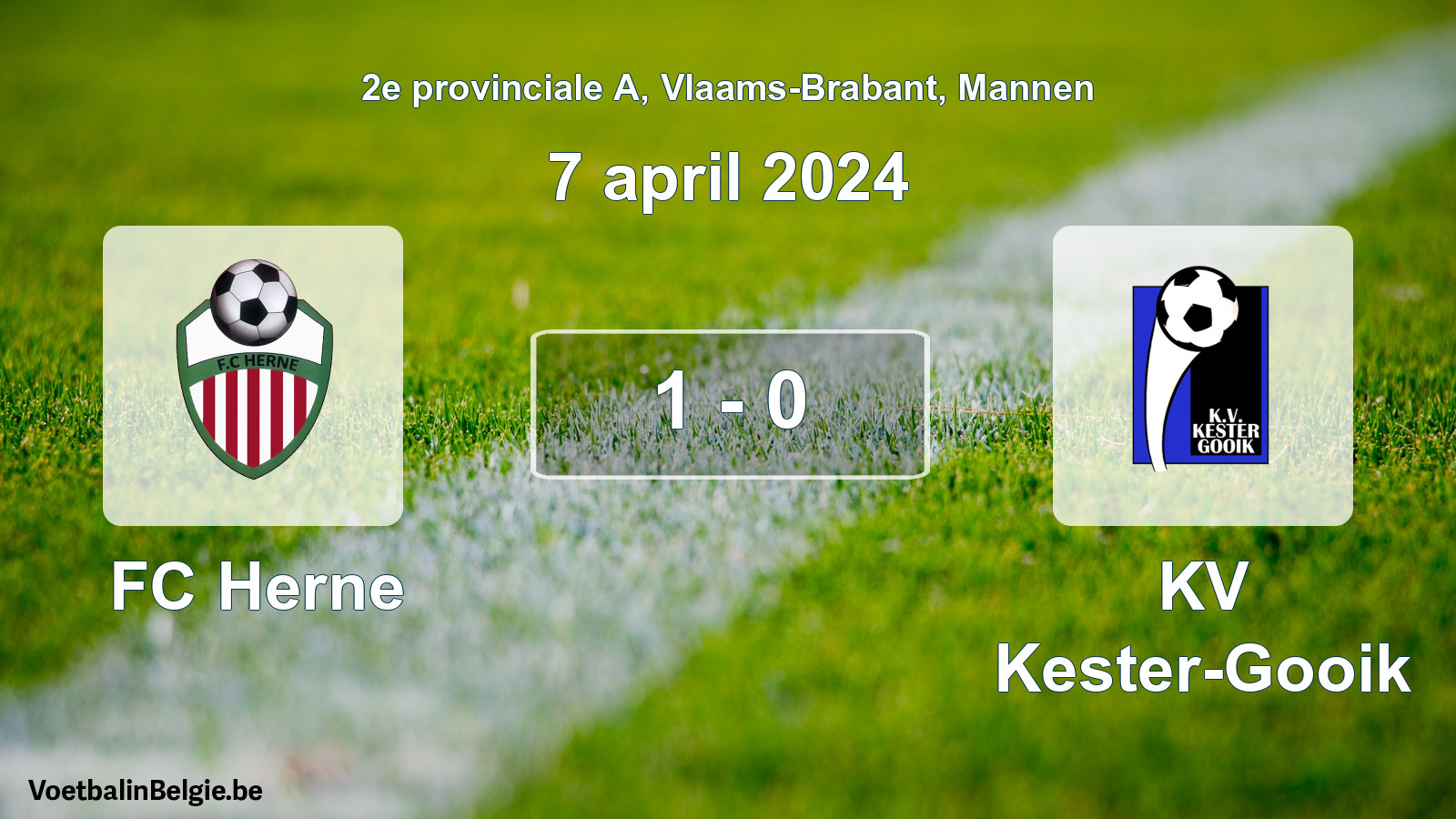 Gespeelde wedstrijd mannenvoetbal: FC Herne - KV Kester-Gooik 1 - 0 (7 april 2024)