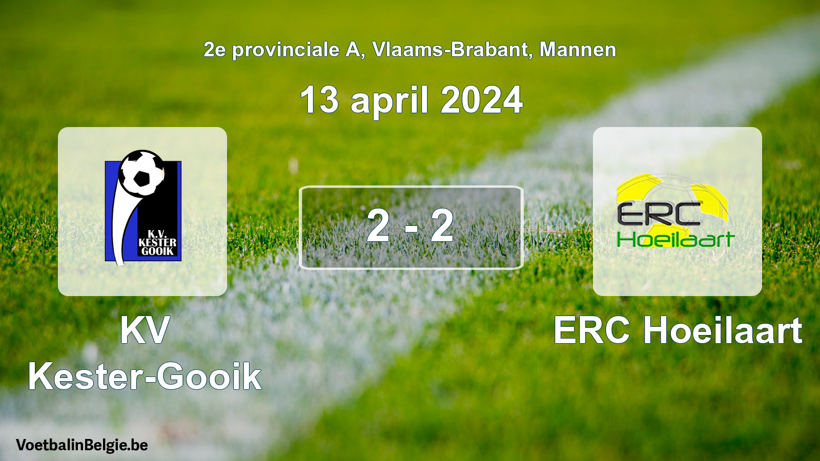 Gespeelde wedstrijd mannenvoetbal: KV Kester-Gooik - ERC Hoeilaart 2 - 2 (13 april 2024)