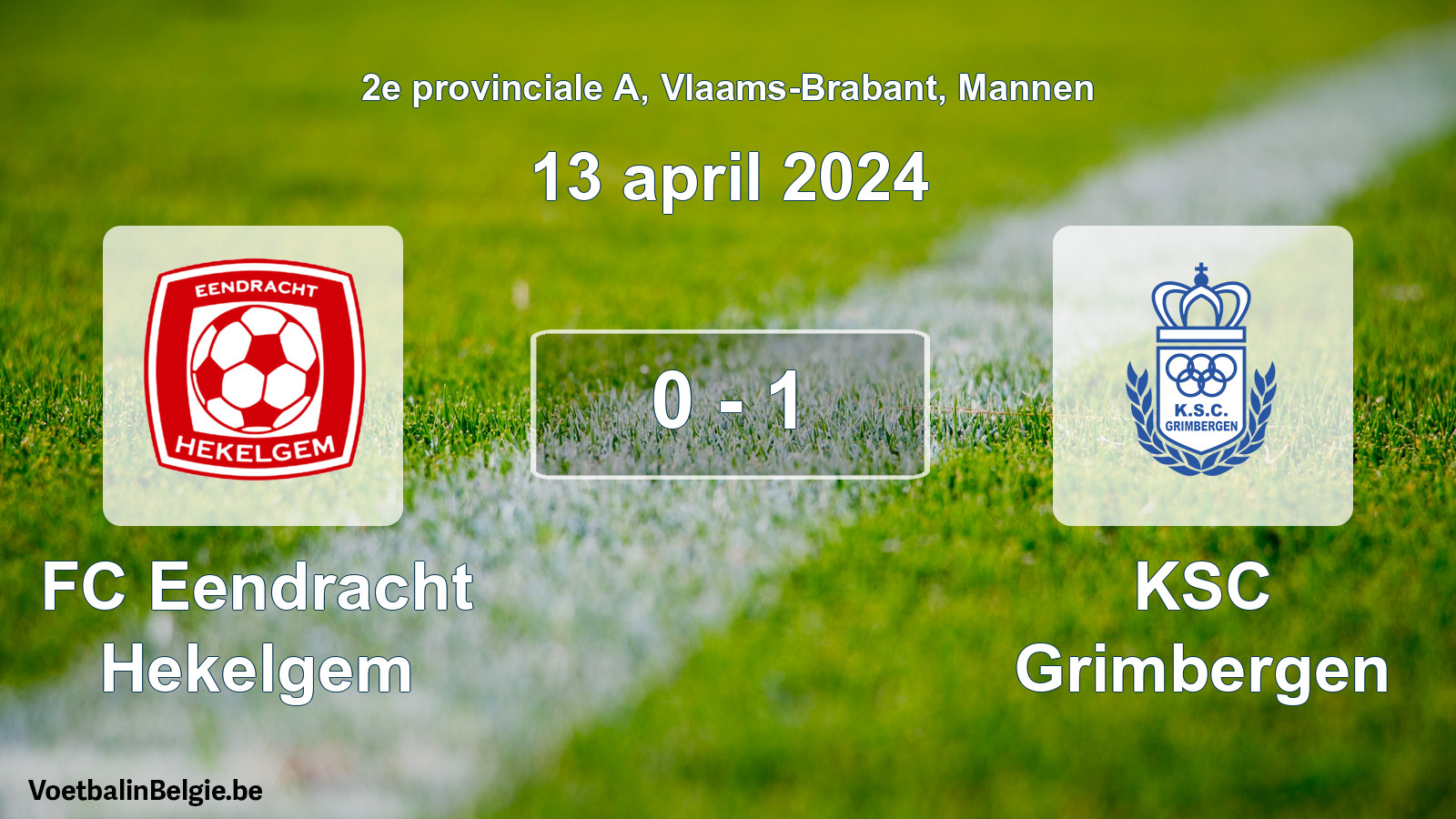 Gespeelde wedstrijd mannenvoetbal: FC Eendracht Hekelgem - KSC Grimbergen 0 - 1 (13 april 2024)