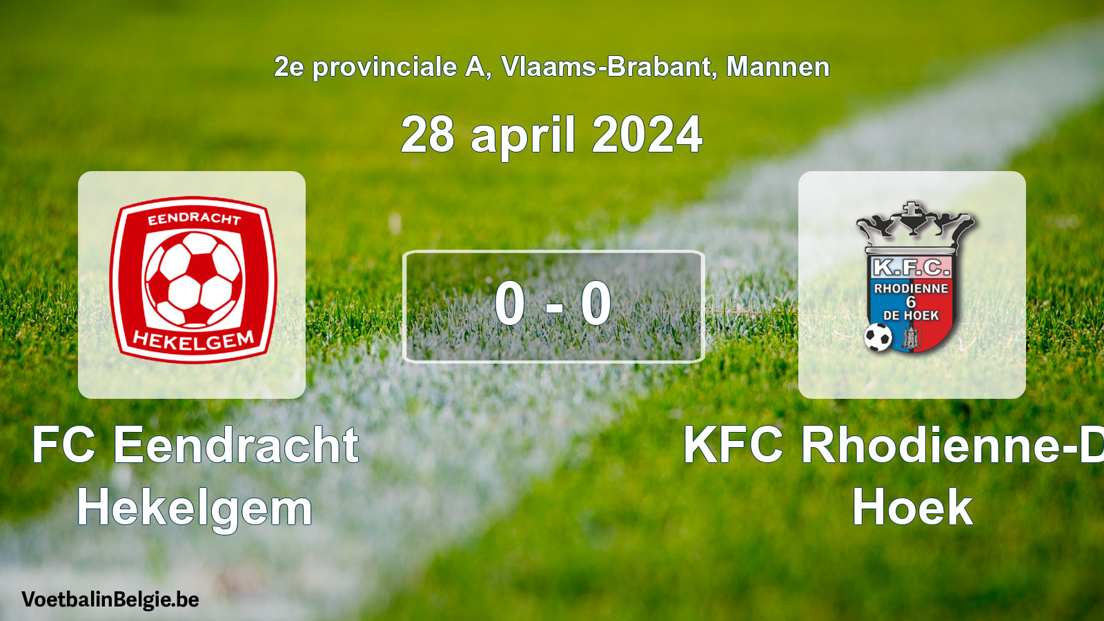 Gespeelde wedstrijd mannenvoetbal: FC Eendracht Hekelgem - KFC Rhodienne-De Hoek 0 - 0 (28 april 2024)