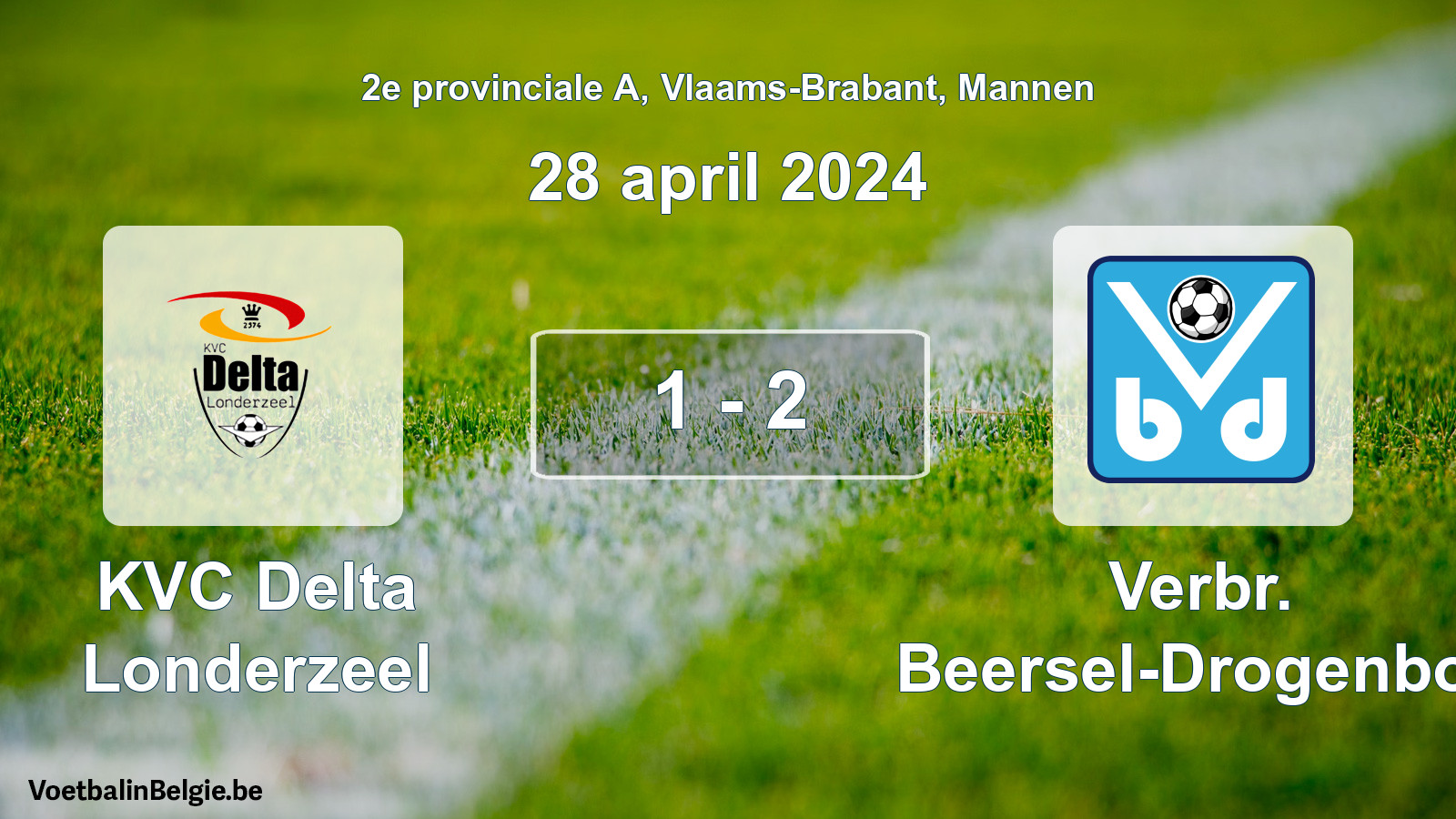 Gespeelde wedstrijd mannenvoetbal: KVC Delta Londerzeel - Verbr. Beersel-Drogenbos 1 - 2 (28 april 2024)
