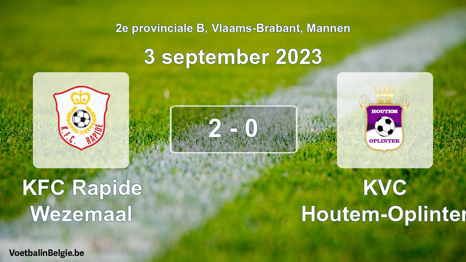 Gespeelde wedstrijd mannenvoetbal: KFC Rapide Wezemaal - KVC Houtem-Oplinter 2 - 0 (3 september 2023)