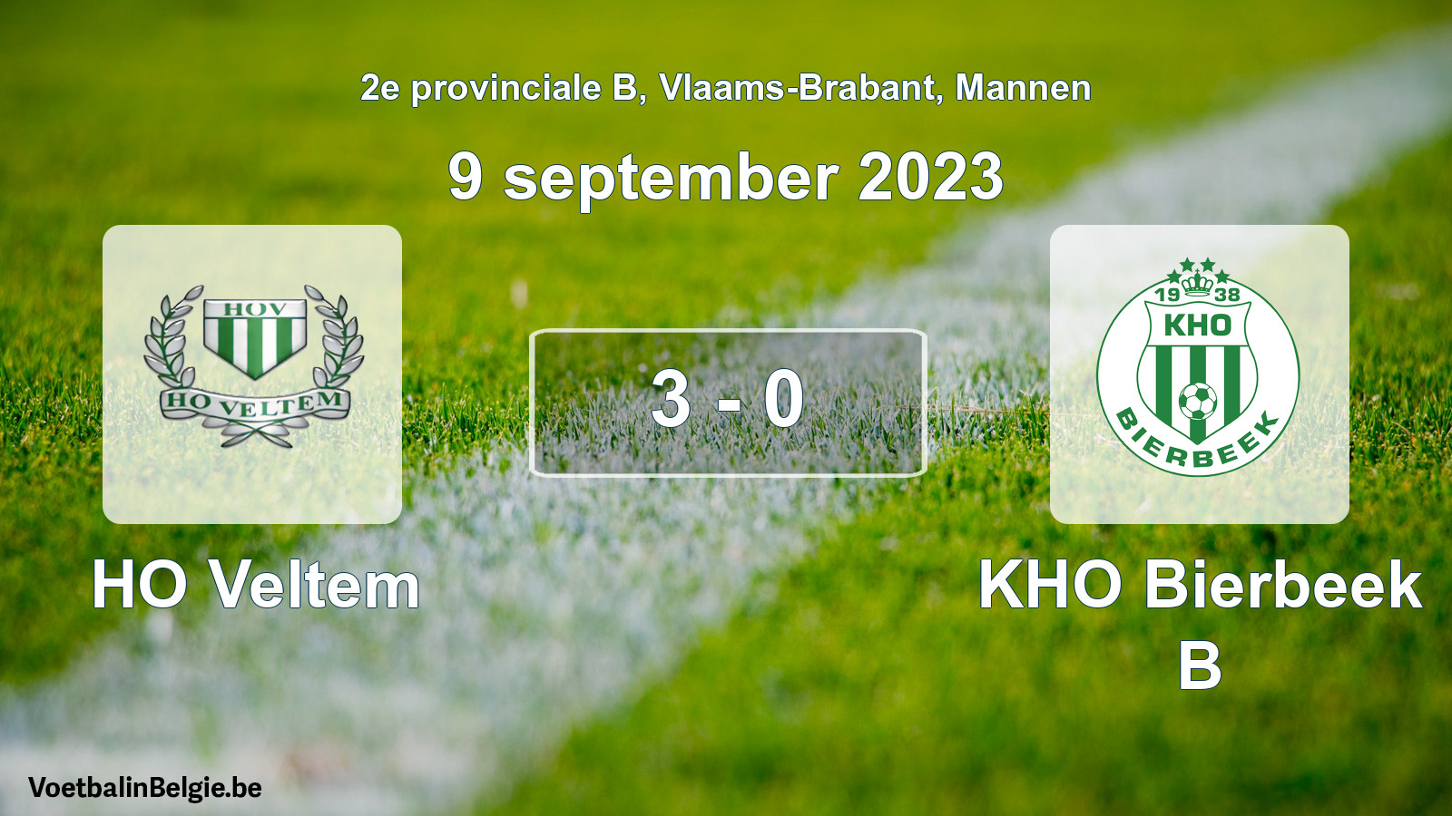 Gespeelde wedstrijd mannenvoetbal: HO Veltem - KHO Bierbeek B 3 - 0 (9 september 2023)