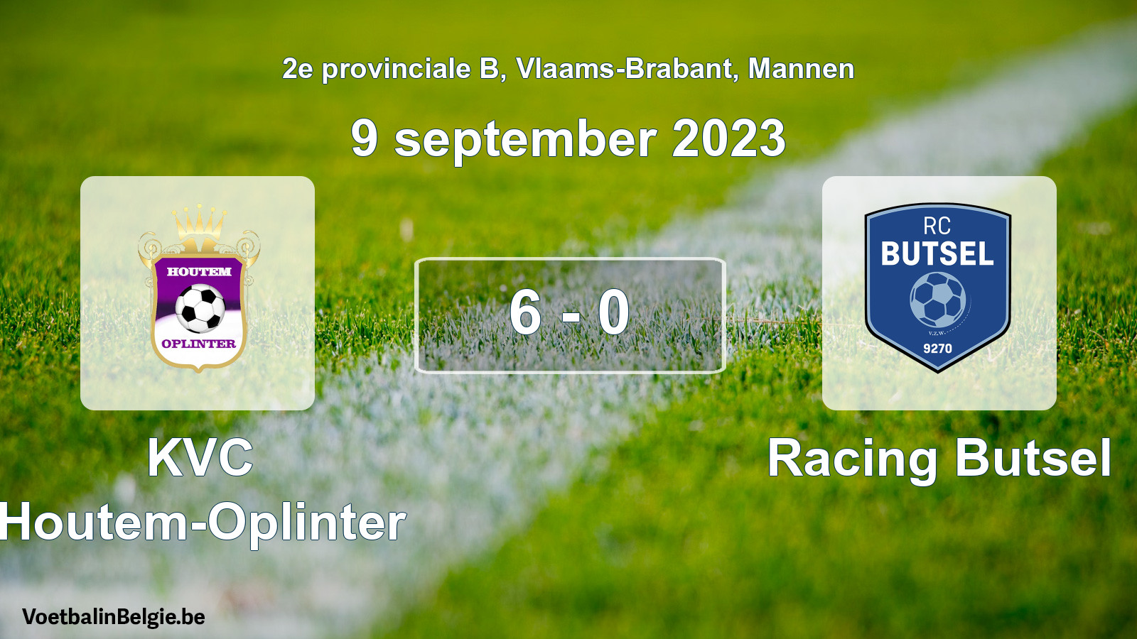 Gespeelde wedstrijd mannenvoetbal: KVC Houtem-Oplinter - Racing Butsel 6 - 0 (9 september 2023)