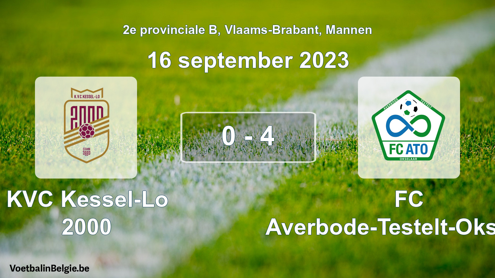 Gespeelde wedstrijd mannenvoetbal: KVC Kessel-Lo 2000 - FC Averbode-Testelt-Okselaar 0 - 4 (16 september 2023)