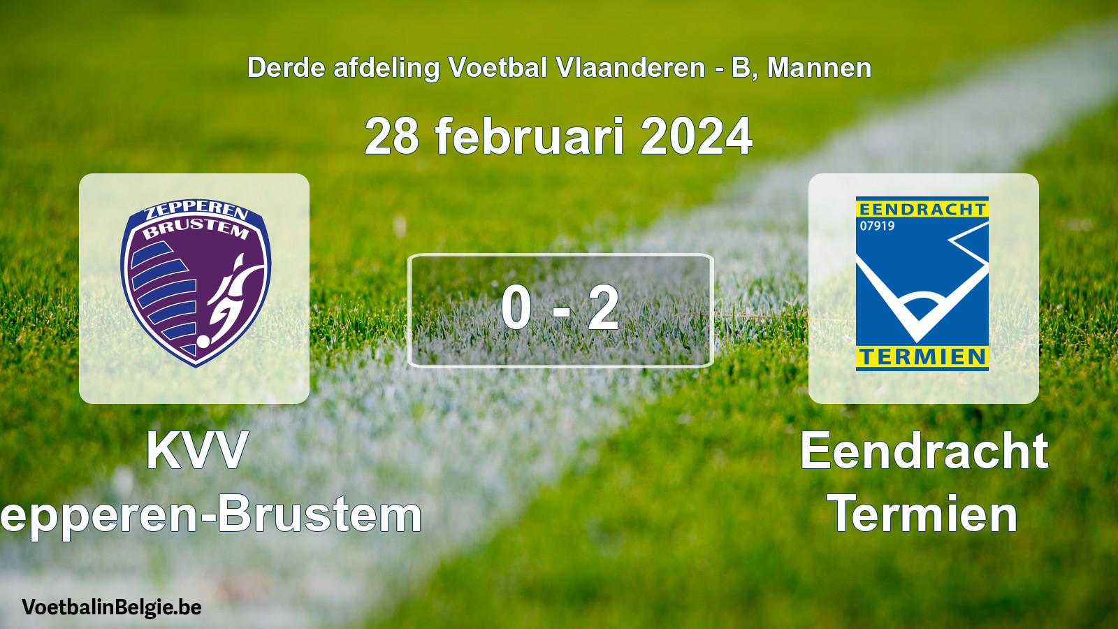 Gespeelde wedstrijd mannenvoetbal: KVV Zepperen-Brustem - Eendracht Termien 0 - 2 (28 februari 2024)