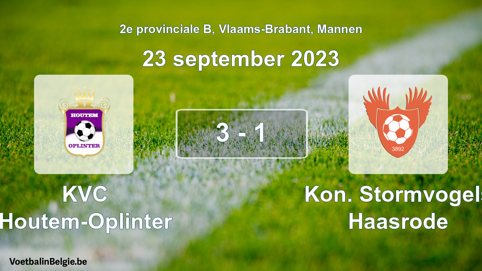 Played match men football: KVC Houtem-Oplinter - Kon. Stormvogels Haasrode 3 - 1 (23 September 2023)