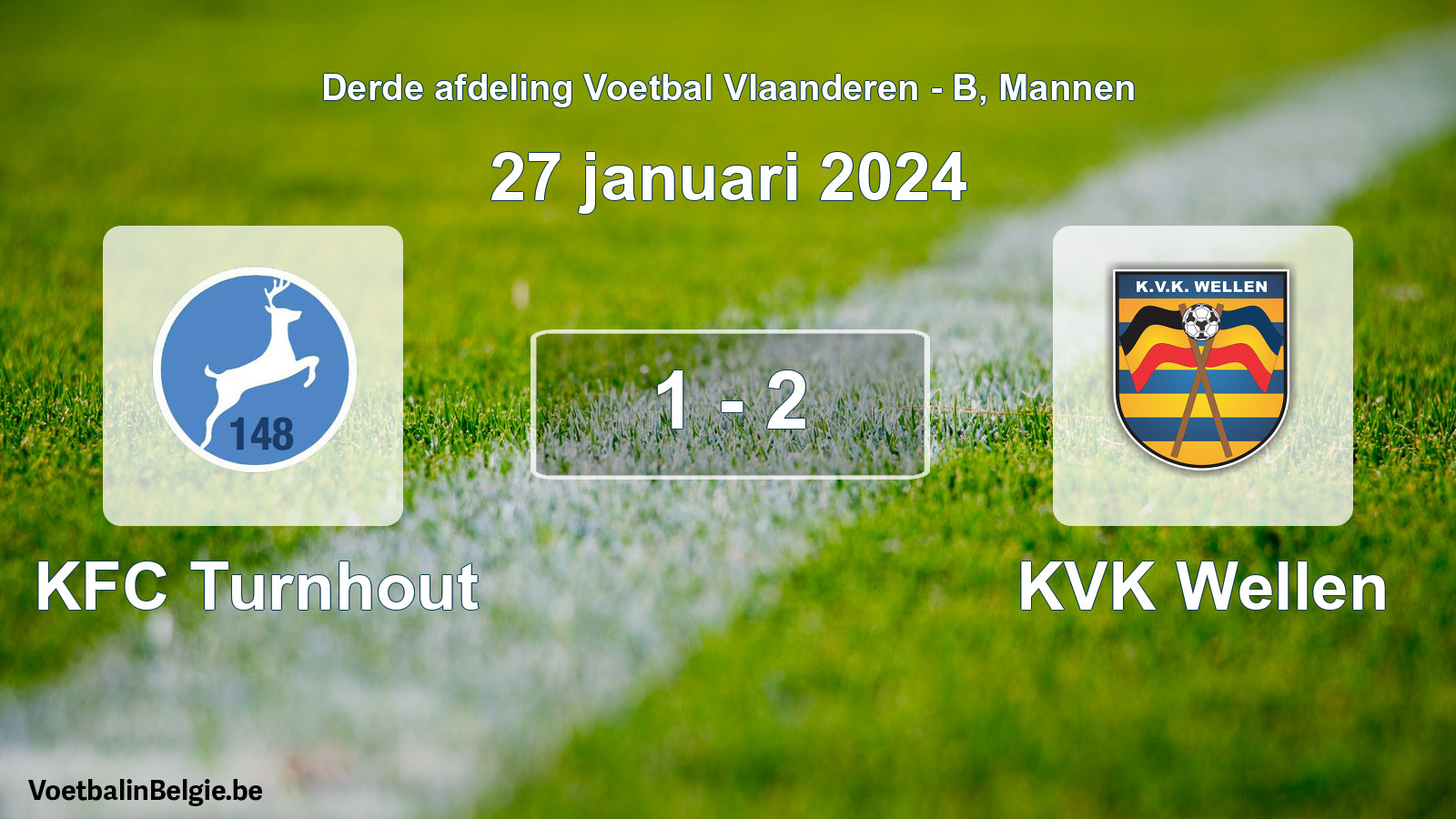 Gespeelde wedstrijd mannenvoetbal: KFC Turnhout - KVK Wellen 1 - 2 (27 januari 2024)