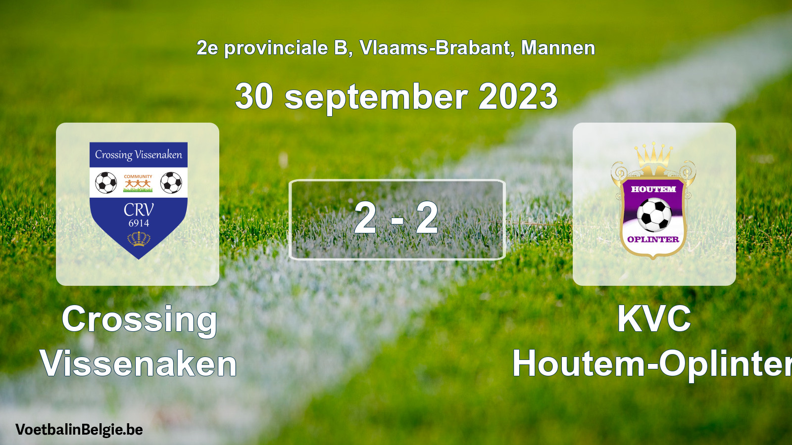 Gespeelde wedstrijd mannenvoetbal: Crossing Vissenaken - KVC Houtem-Oplinter 2 - 2 (30 september 2023)