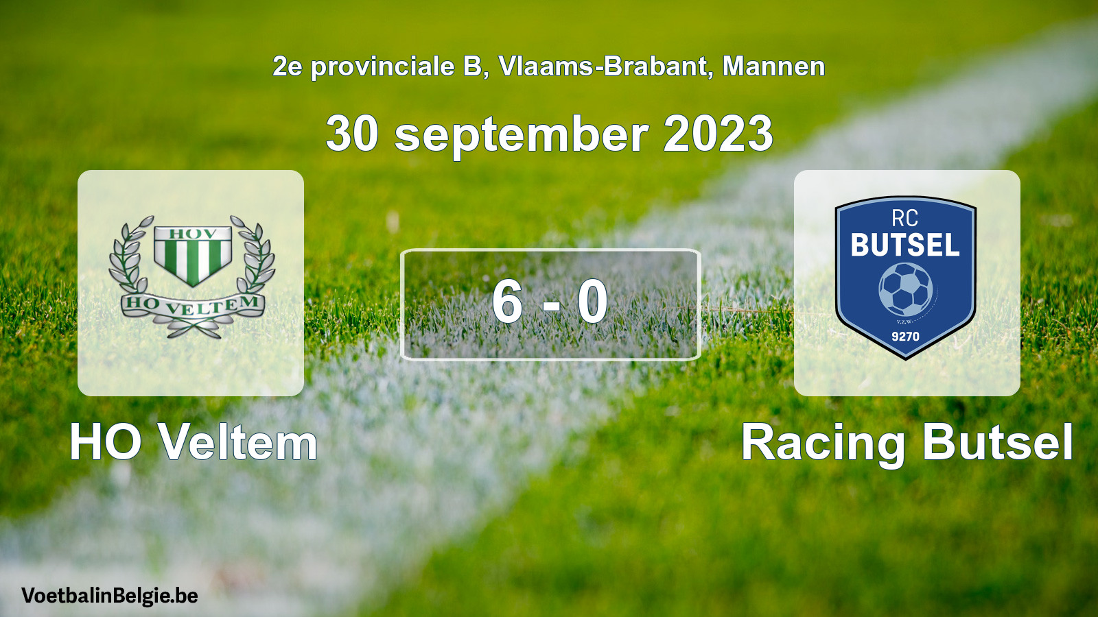 Gespeelde wedstrijd mannenvoetbal: HO Veltem - Racing Butsel 6 - 0 (30 september 2023)