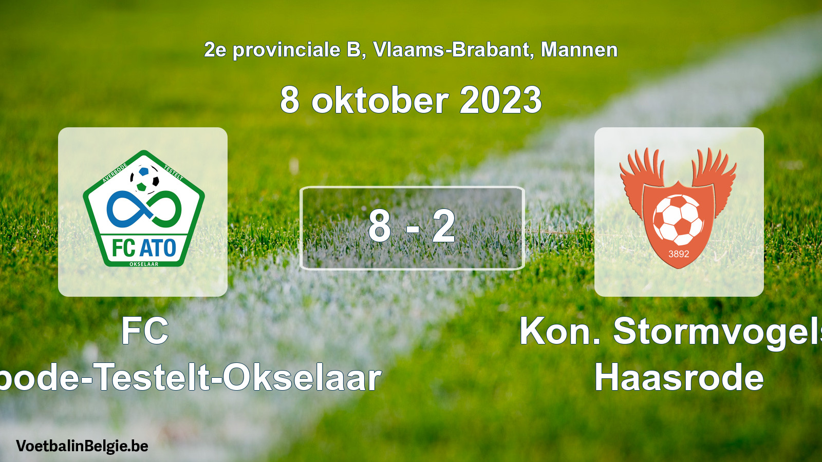 Gespeelde wedstrijd mannenvoetbal: FC Averbode-Testelt-Okselaar - Kon. Stormvogels Haasrode 8 - 2 (8 oktober 2023)