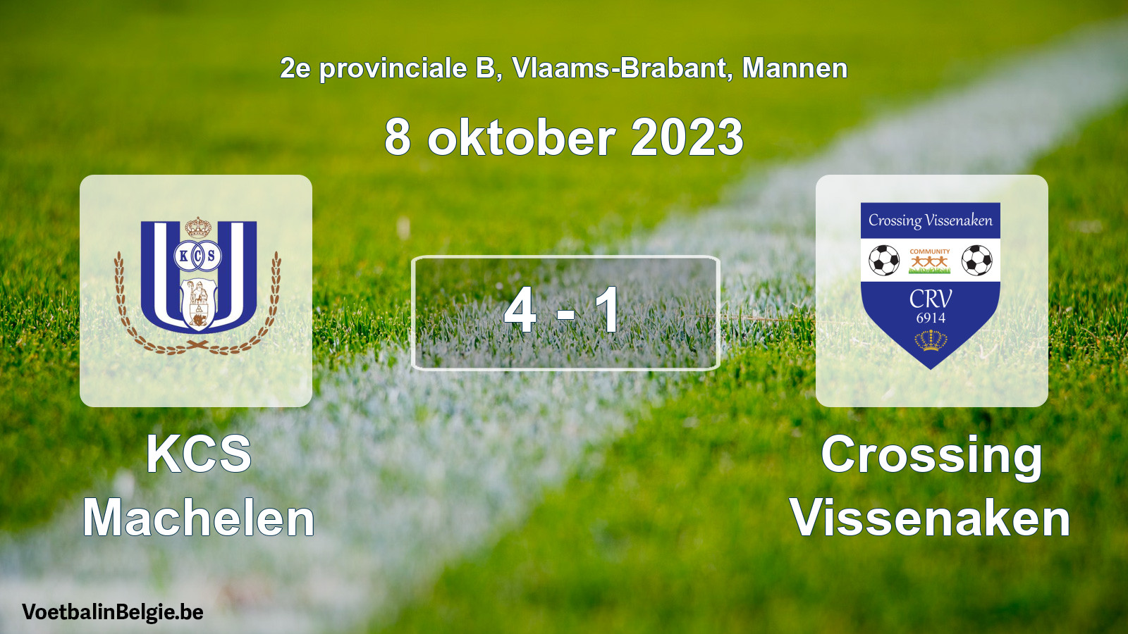 Gespeelde wedstrijd mannenvoetbal: KCS Machelen - Crossing Vissenaken 4 - 1 (8 oktober 2023)