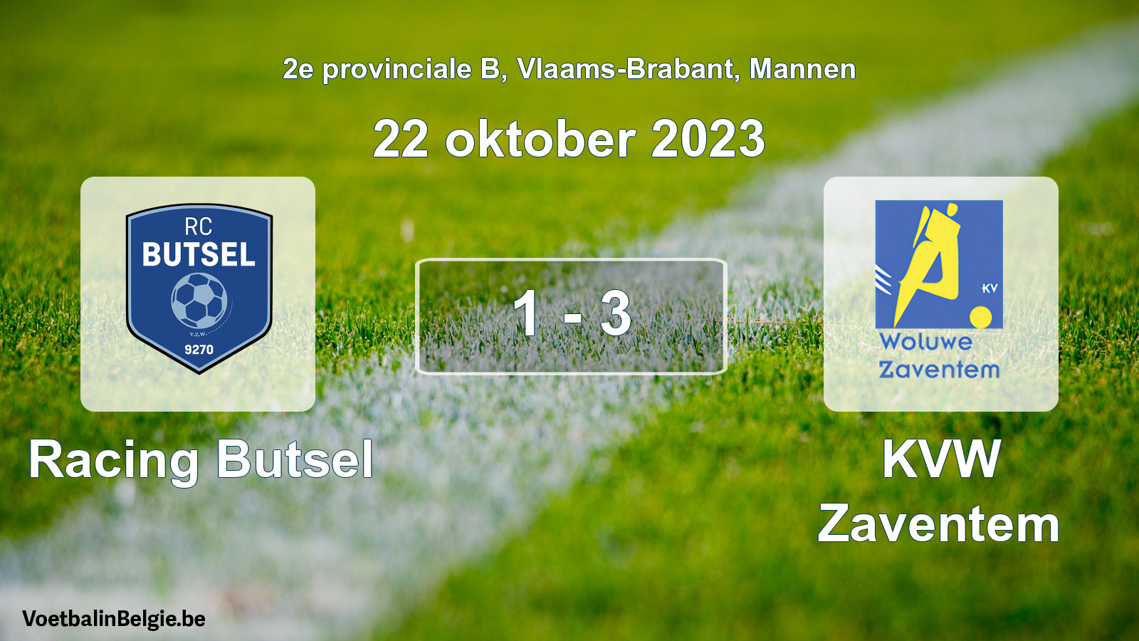 Gespeelde wedstrijd mannenvoetbal: Racing Butsel - KVW Zaventem 1 - 3 (22 oktober 2023)