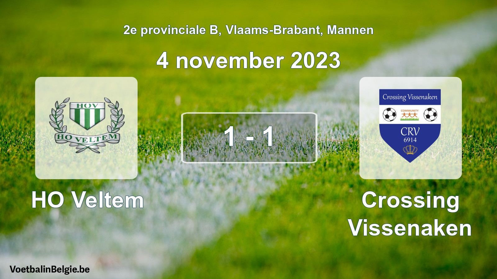 Gespeelde wedstrijd mannenvoetbal: HO Veltem - Crossing Vissenaken 1 - 1 (4 november 2023)