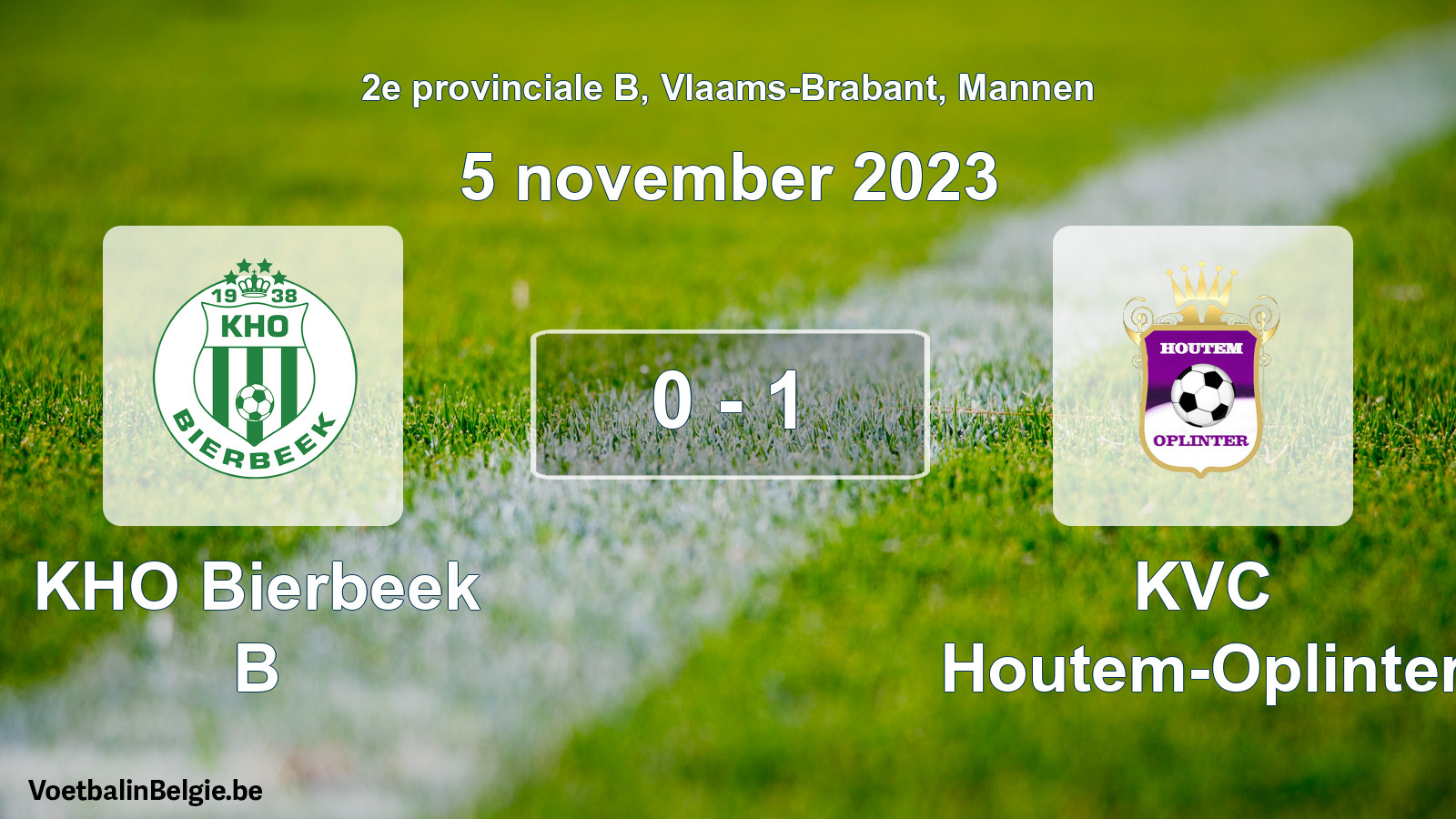 Gespeelde wedstrijd mannenvoetbal: KHO Bierbeek B - KVC Houtem-Oplinter 0 - 1 (5 november 2023)