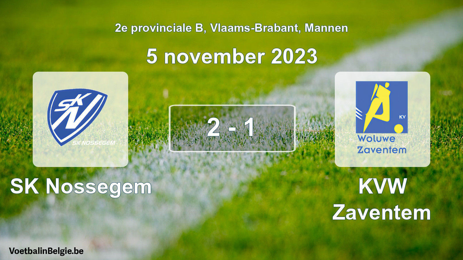 Gespeelde wedstrijd mannenvoetbal: SK Nossegem - KVW Zaventem 2 - 1 (5 november 2023)