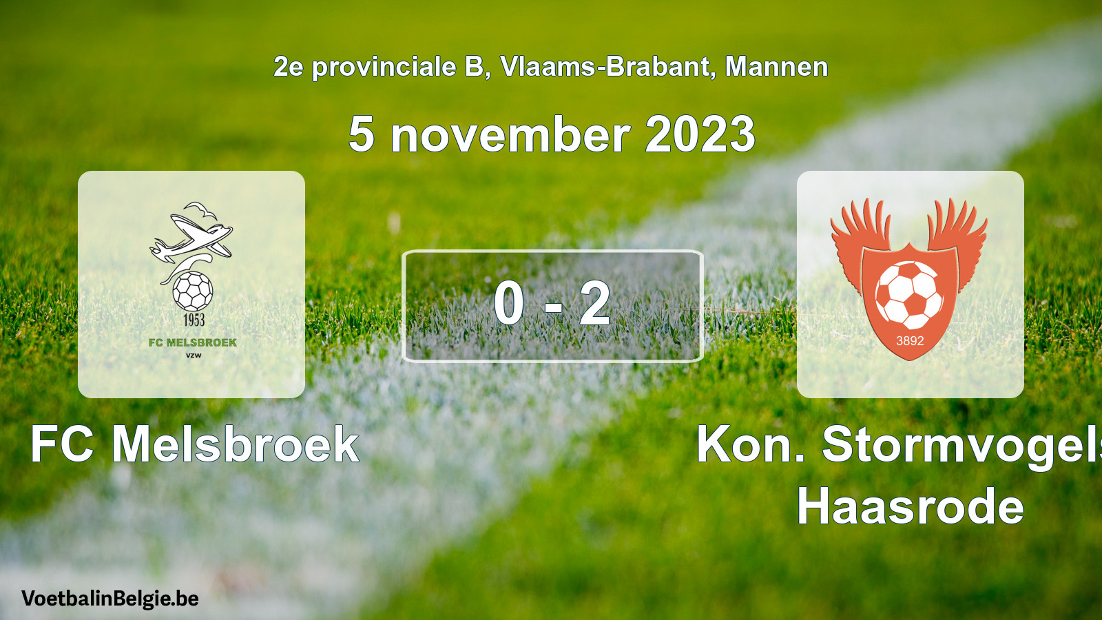 Gespeelde wedstrijd mannenvoetbal: FC Melsbroek - Kon. Stormvogels Haasrode 0 - 2 (5 november 2023)