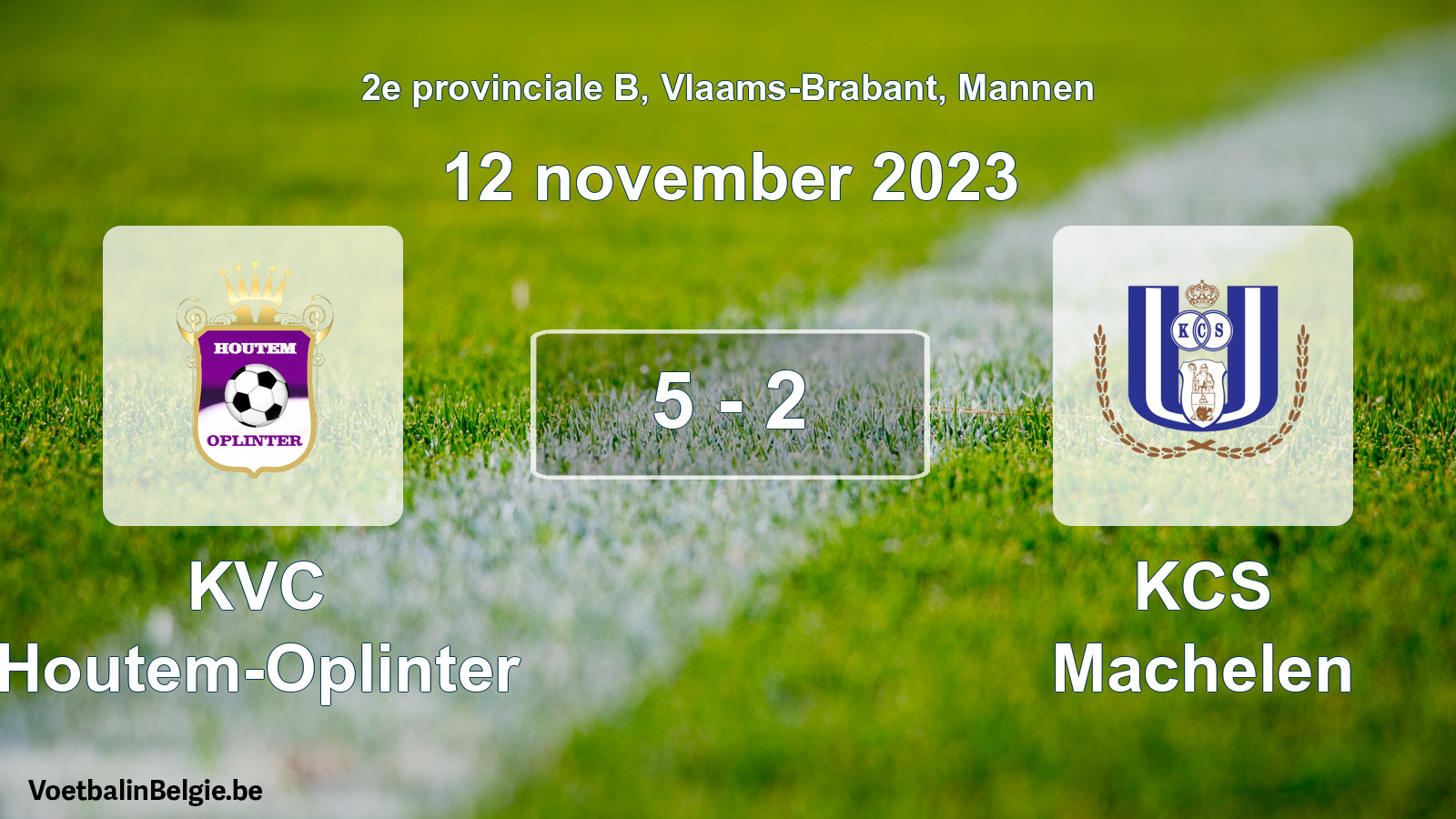 Gespeelde wedstrijd mannenvoetbal: KVC Houtem-Oplinter - KCS Machelen 5 - 2 (12 november 2023)