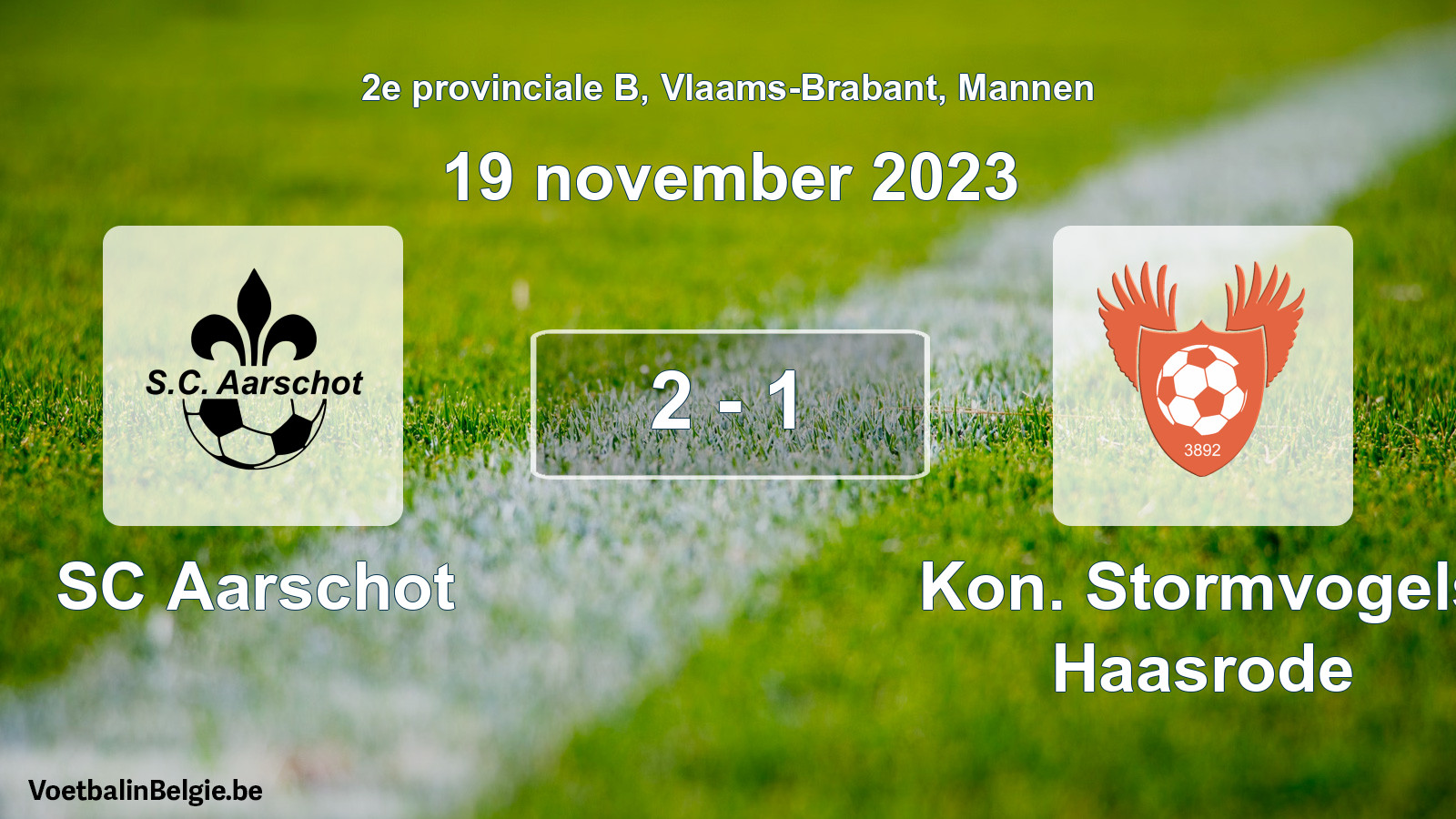 Gespeelde wedstrijd mannenvoetbal: SC Aarschot - Kon. Stormvogels Haasrode 2 - 1 (19 november 2023)