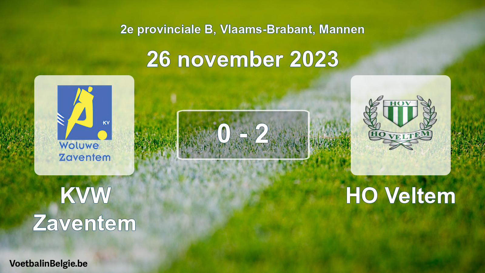 Gespeelde wedstrijd mannenvoetbal: KVW Zaventem - HO Veltem 0 - 2 (26 november 2023)