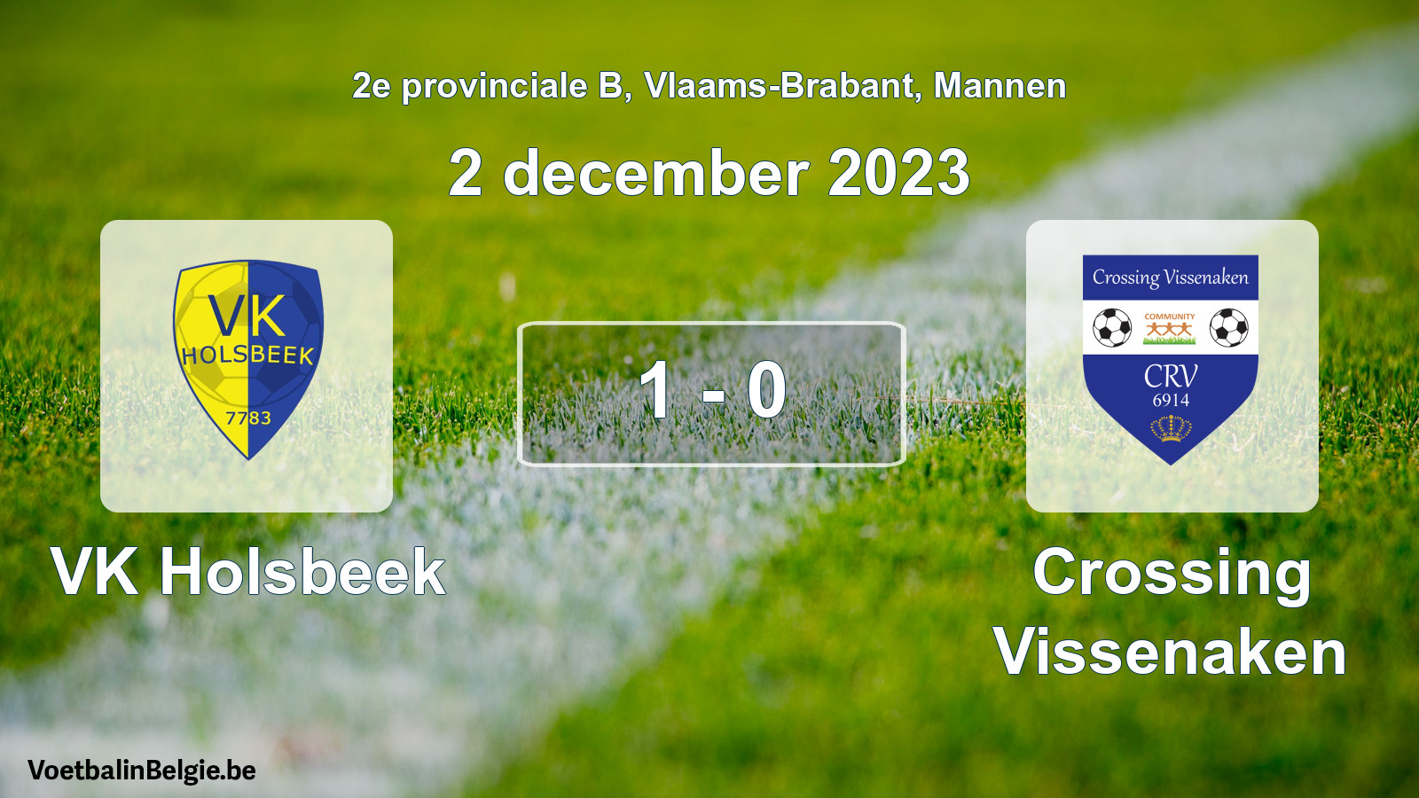 Gespeelde wedstrijd mannenvoetbal: VK Holsbeek - Crossing Vissenaken 1 - 0 (2 december 2023)