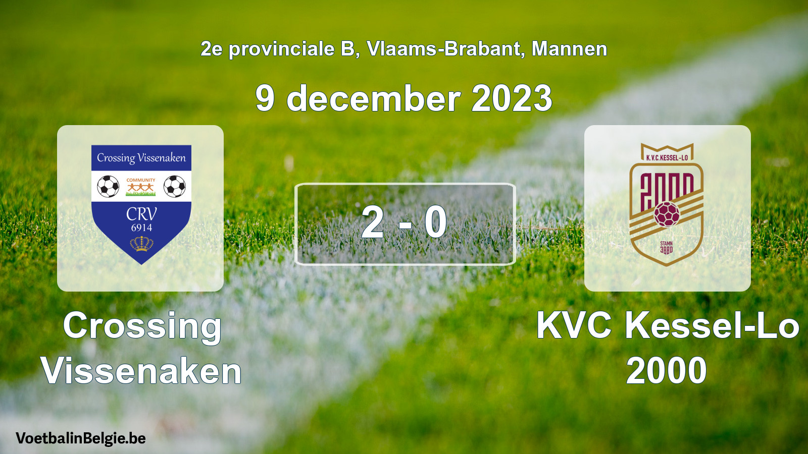 Gespeelde wedstrijd mannenvoetbal: Crossing Vissenaken - KVC Kessel-Lo 2000 2 - 0 (9 december 2023)
