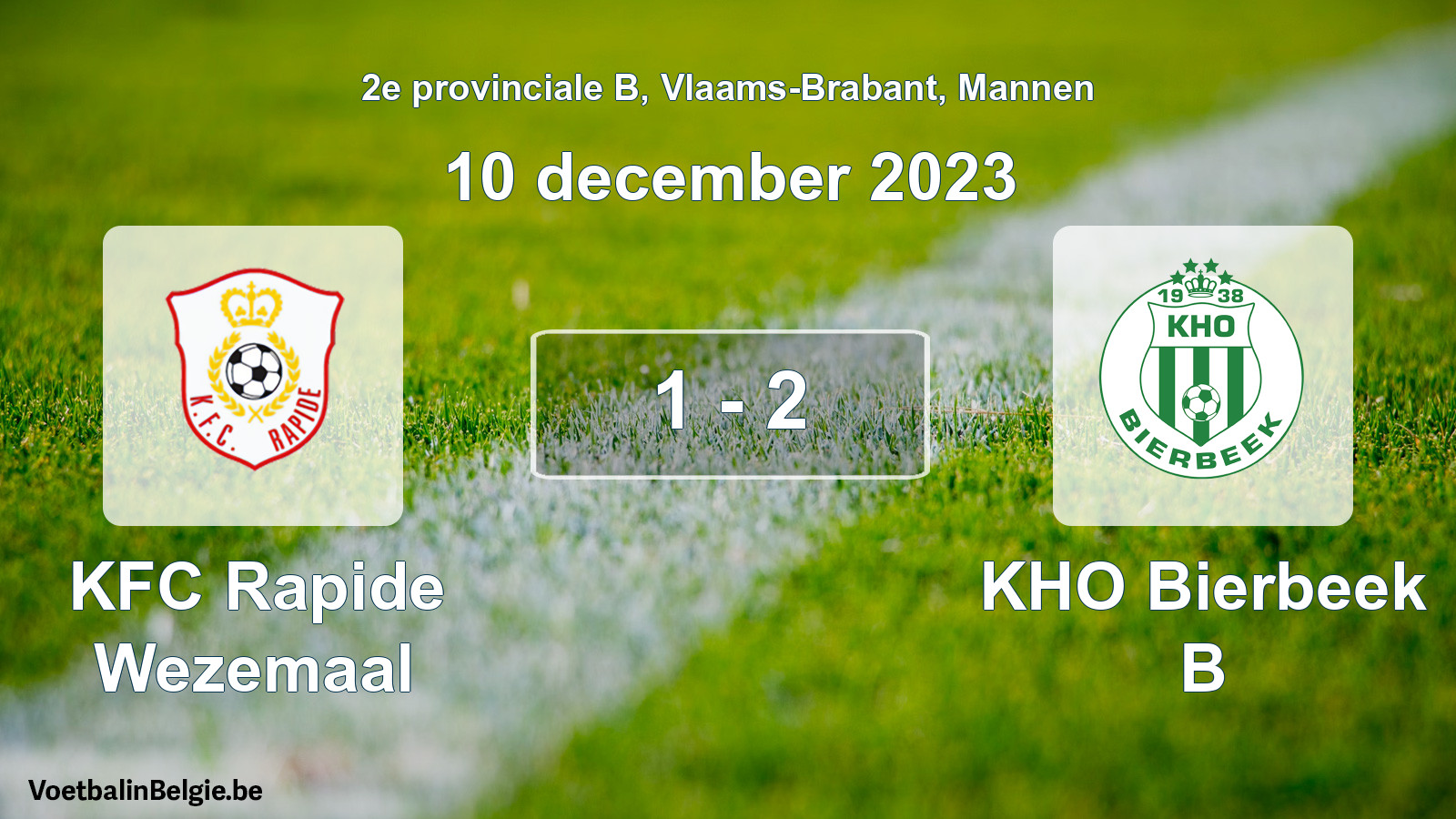 Gespeelde wedstrijd mannenvoetbal: KFC Rapide Wezemaal - KHO Bierbeek B 1 - 2 (10 december 2023)