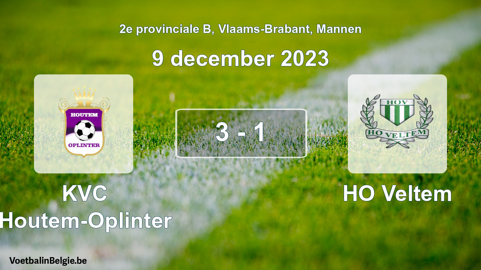 Gespeelde wedstrijd mannenvoetbal: KVC Houtem-Oplinter - HO Veltem 3 - 1 (9 december 2023)