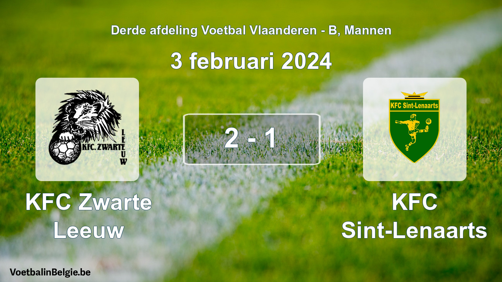 Gespeelde wedstrijd mannenvoetbal: KFC Zwarte Leeuw - KFC Sint-Lenaarts 2 - 1 (3 februari 2024)