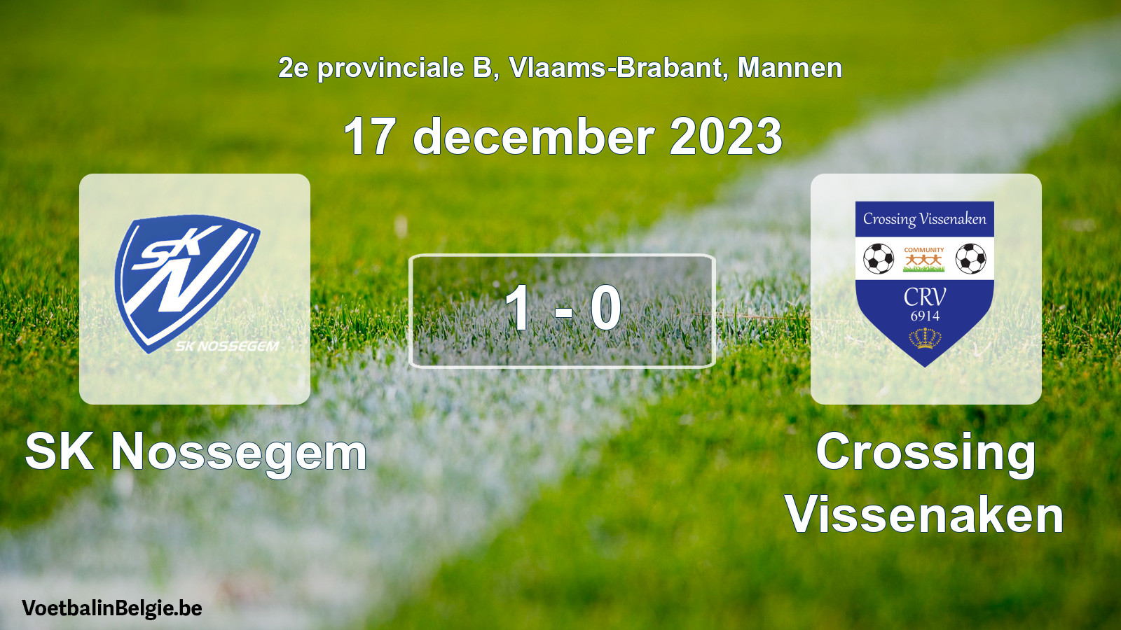 Gespeelde wedstrijd mannenvoetbal: SK Nossegem - Crossing Vissenaken 1 - 0 (17 december 2023)