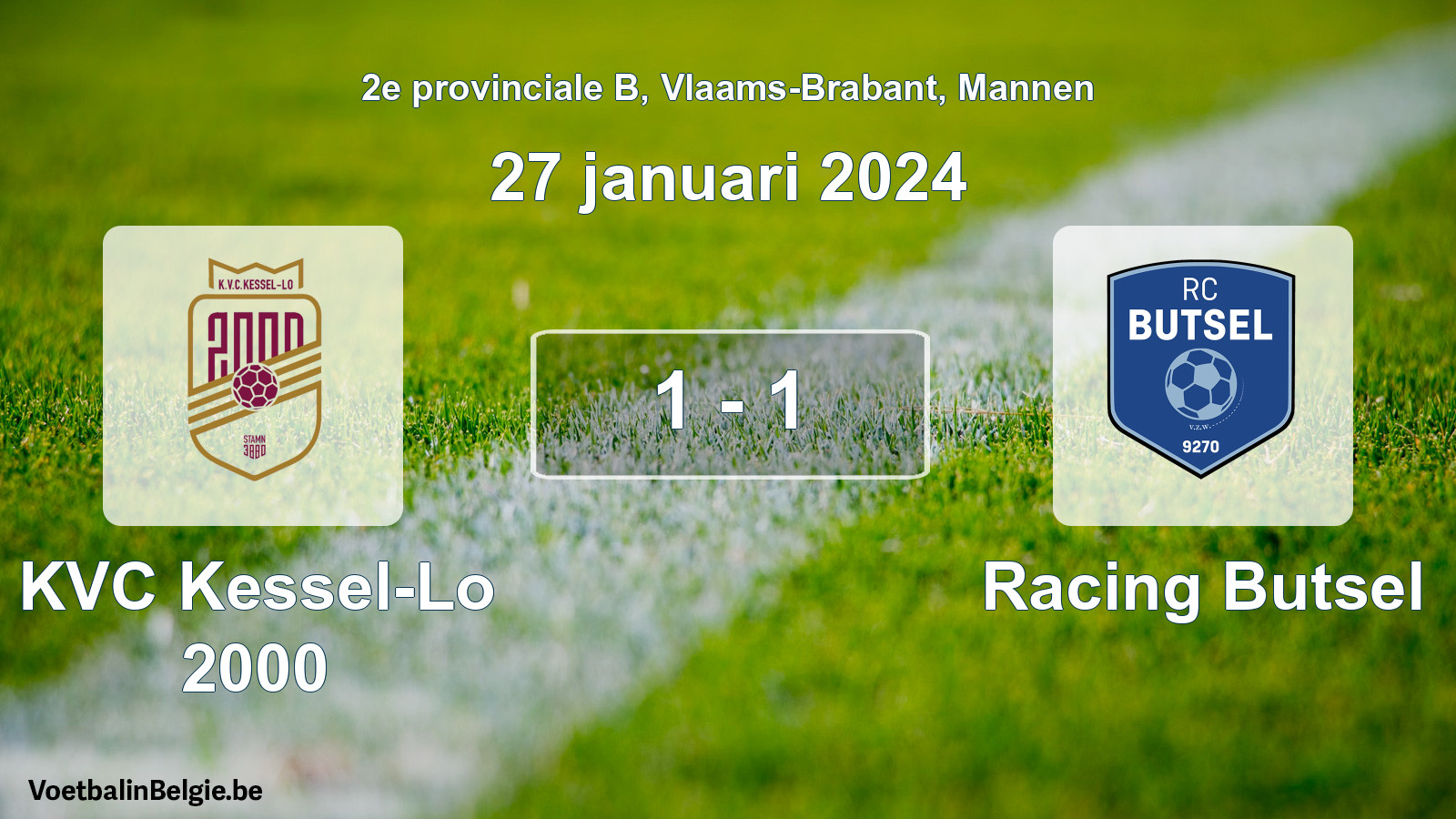 Gespeelde wedstrijd mannenvoetbal: KVC Kessel-Lo 2000 - Racing Butsel 1 - 1 (27 januari 2024)