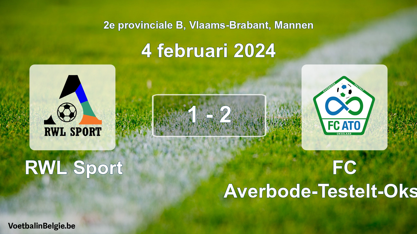 Match joué football hommes: RWL Sport - FC Averbode-Testelt-Okselaar 1 - 2 (4 février 2024)