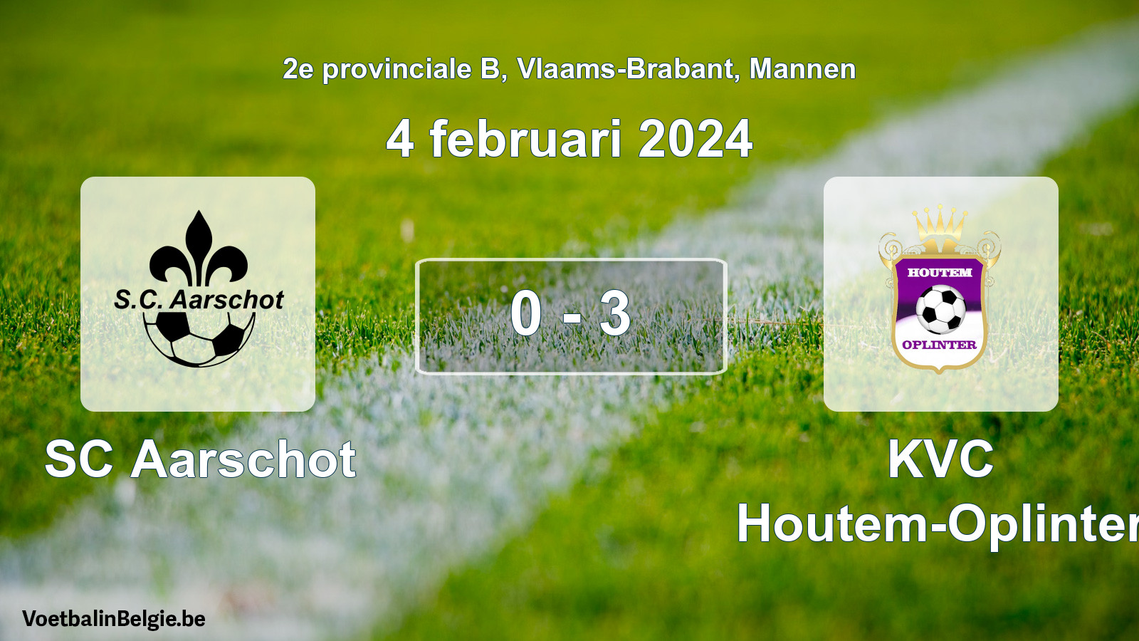 Gespeelde wedstrijd mannenvoetbal: SC Aarschot - KVC Houtem-Oplinter 0 - 3 (4 februari 2024)