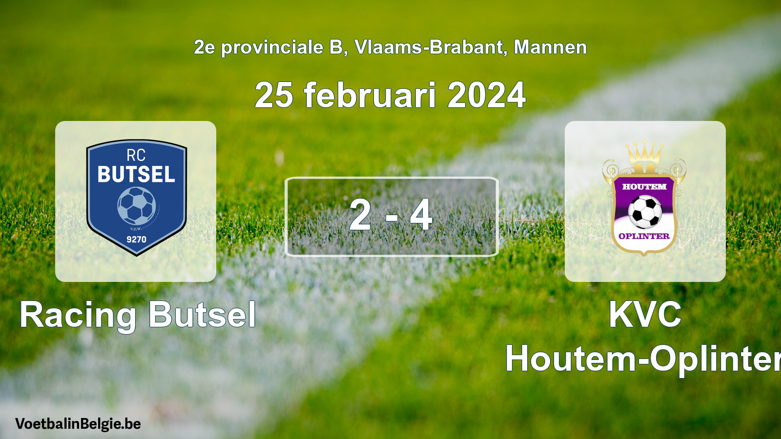 Gespeelde wedstrijd mannenvoetbal: Racing Butsel - KVC Houtem-Oplinter 2 - 4 (25 februari 2024)