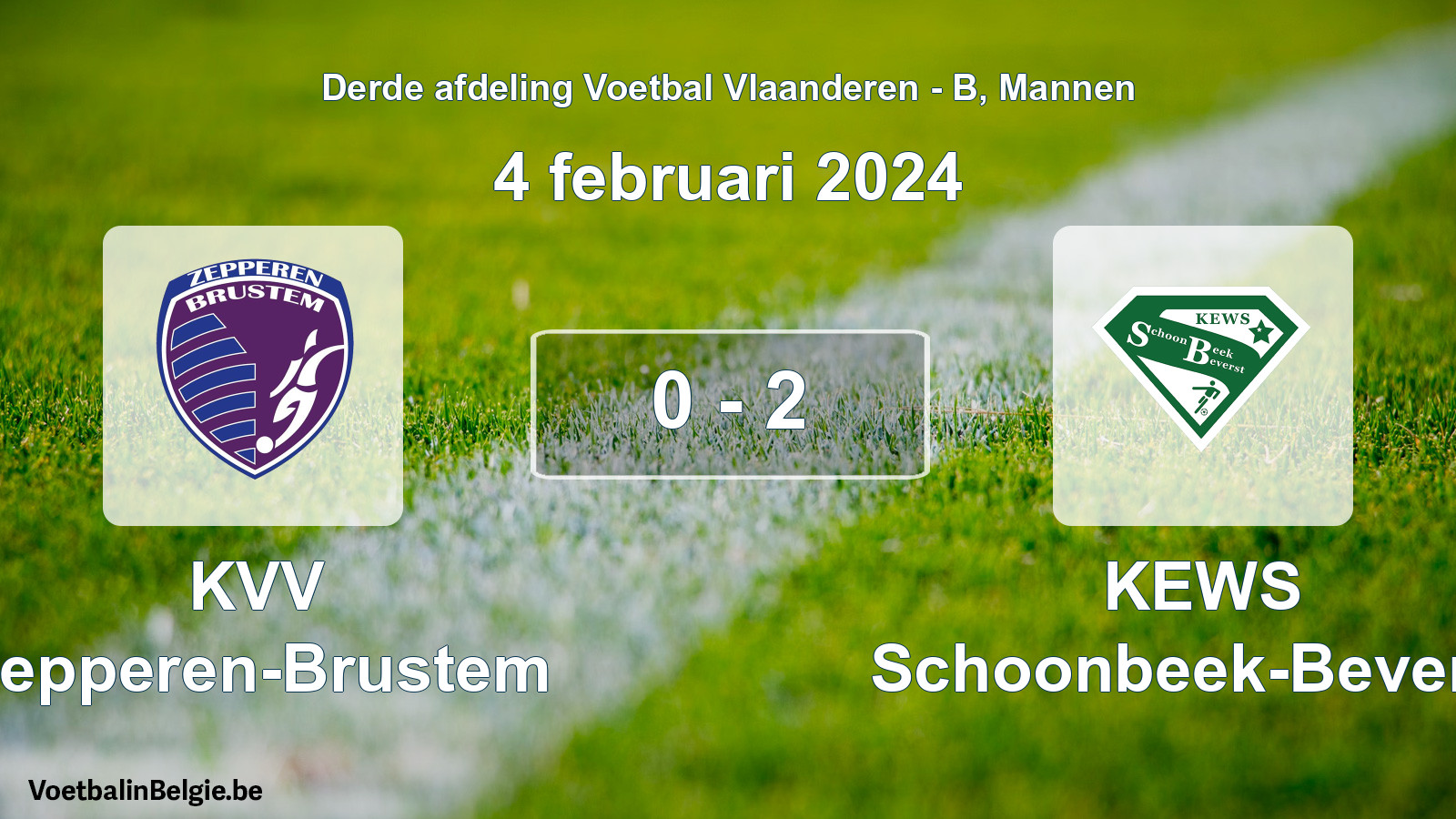 Gespeelde wedstrijd mannenvoetbal: KVV Zepperen-Brustem - KEWS Schoonbeek-Beverst 0 - 2 (4 februari 2024)