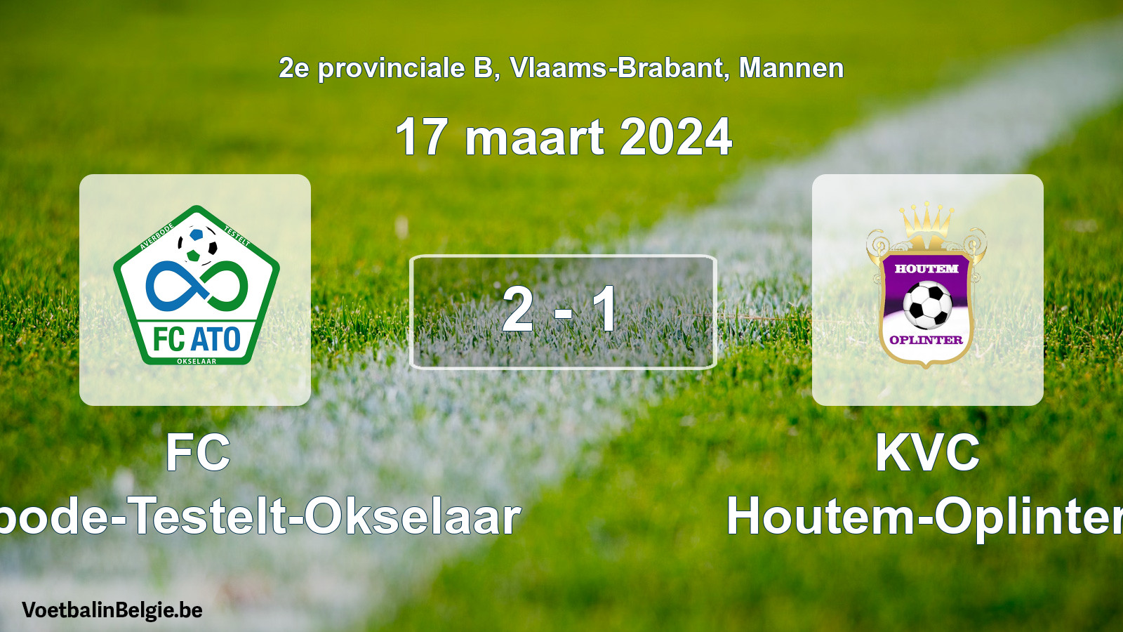 Gespeelde wedstrijd mannenvoetbal: FC Averbode-Testelt-Okselaar - KVC Houtem-Oplinter 2 - 1 (17 maart 2024)