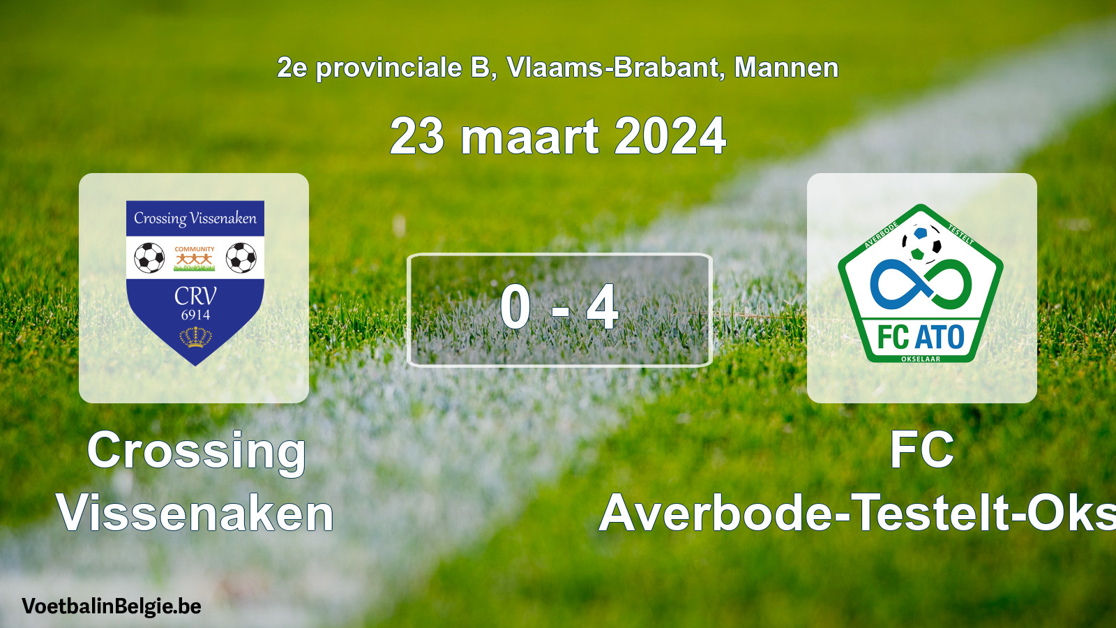 Gespeelde wedstrijd mannenvoetbal: Crossing Vissenaken - FC Averbode-Testelt-Okselaar 0 - 4 (23 maart 2024)