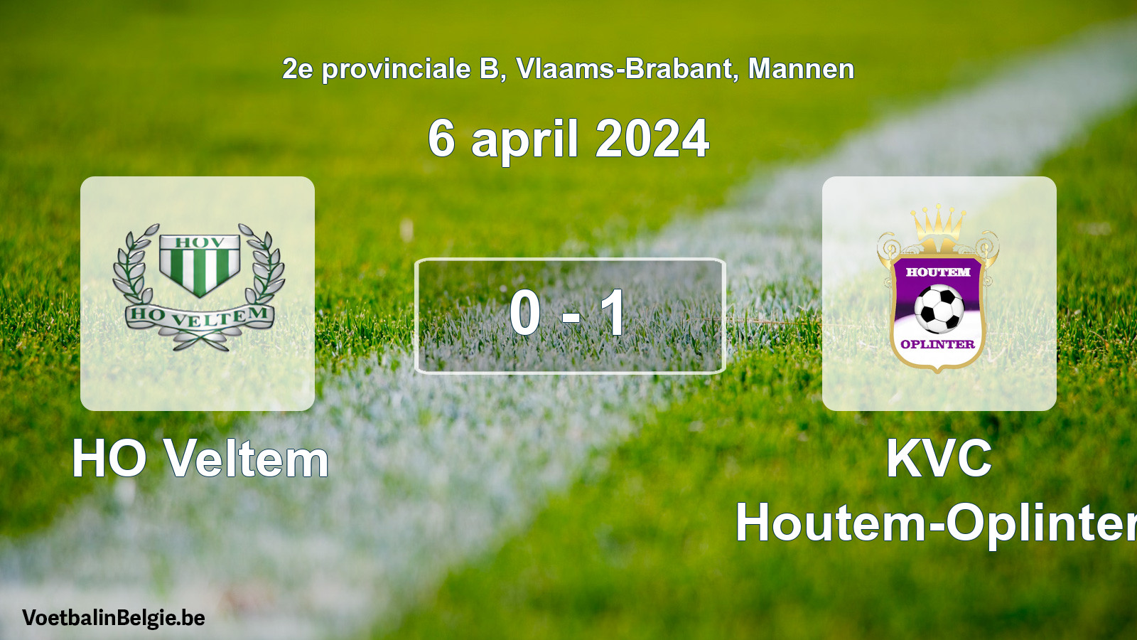 Gespeelde wedstrijd mannenvoetbal: HO Veltem - KVC Houtem-Oplinter 0 - 1 (6 april 2024)