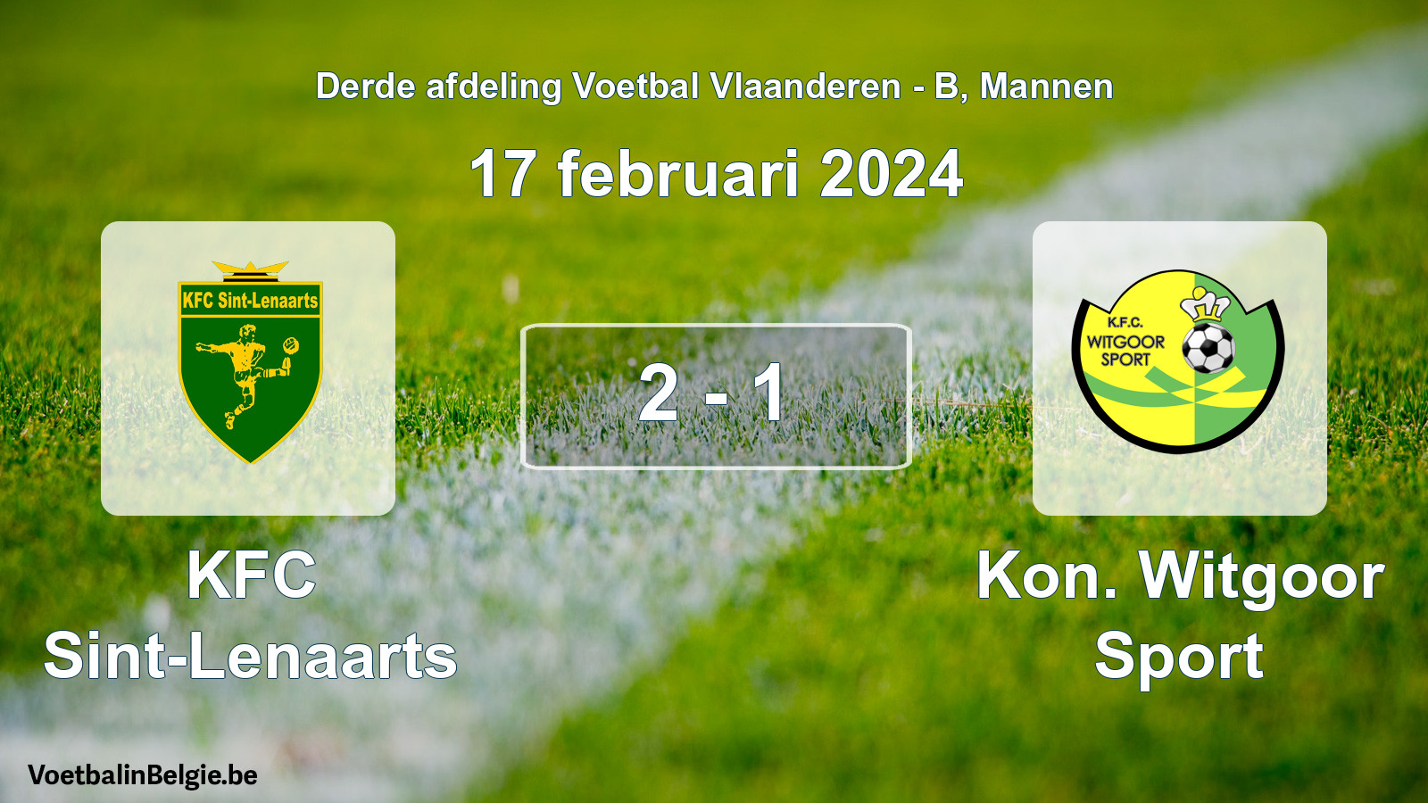 Gespeelde wedstrijd mannenvoetbal: KFC Sint-Lenaarts - Kon. Witgoor Sport 2 - 1 (17 februari 2024)