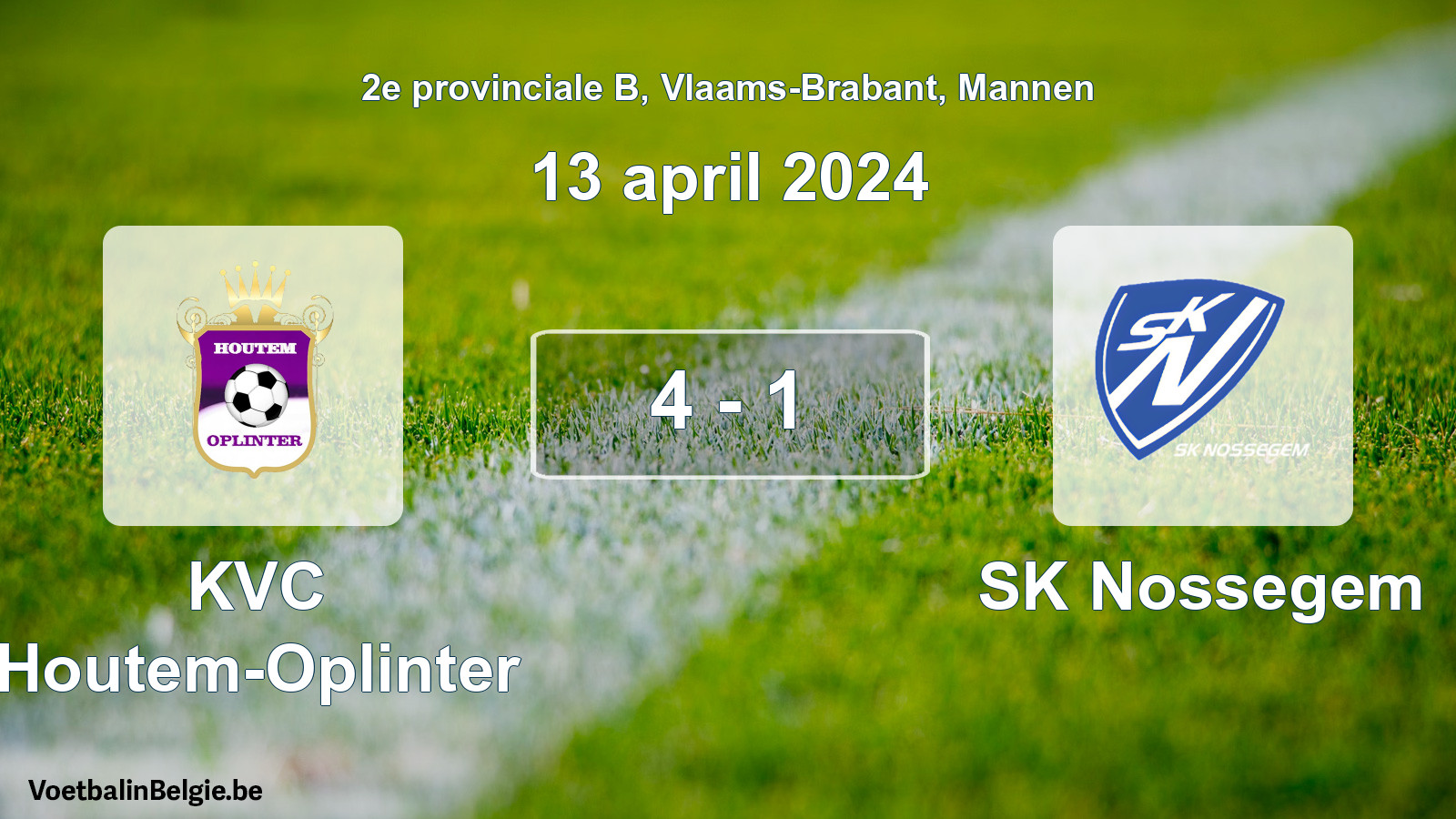 Gespeelde wedstrijd mannenvoetbal: KVC Houtem-Oplinter - SK Nossegem 4 - 1 (13 april 2024)