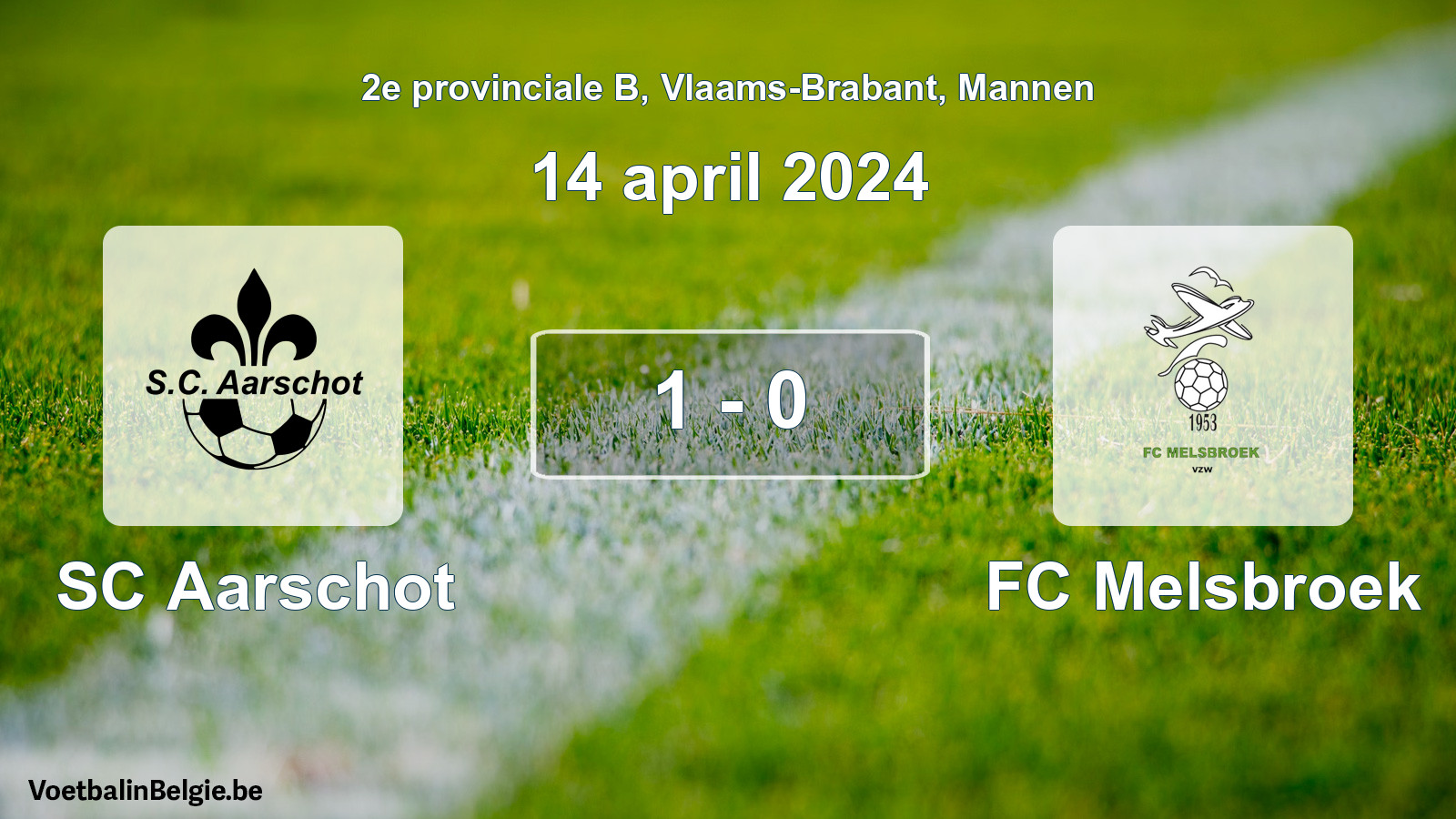 Gespeelde wedstrijd mannenvoetbal: SC Aarschot - FC Melsbroek 1 - 0 (14 april 2024)