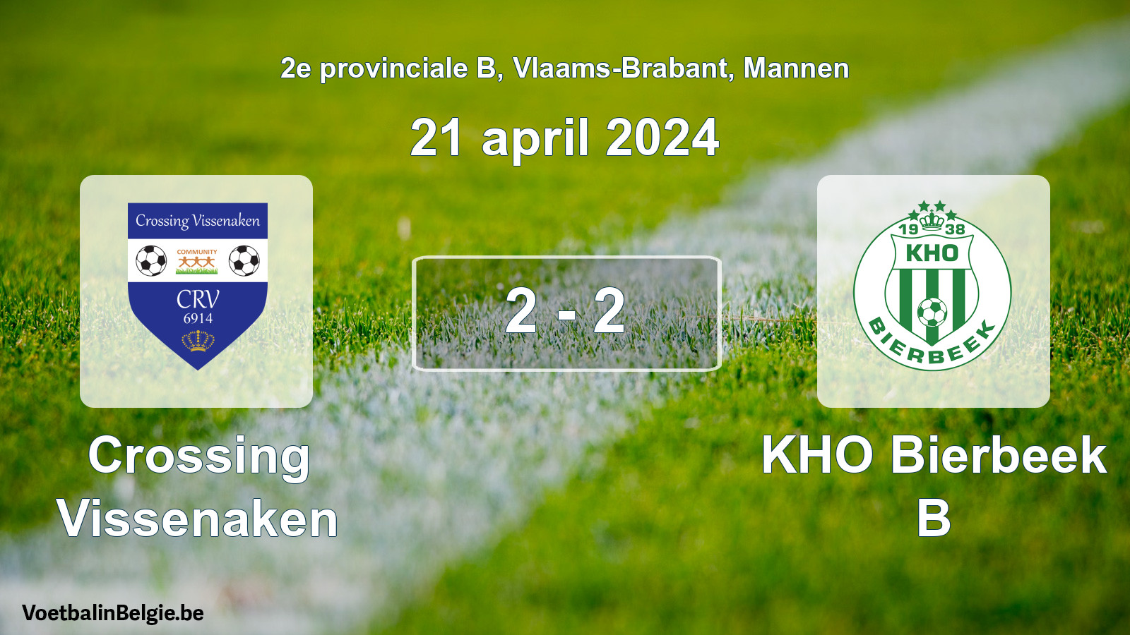 Played match men football: Crossing Vissenaken - KHO Bierbeek B 2 - 2 (21 April 2024)