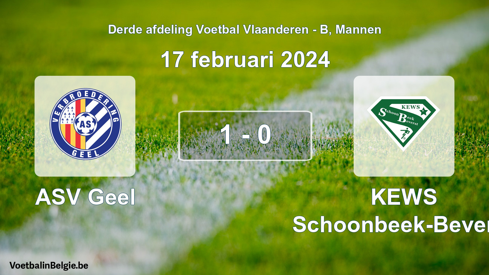 Gespeelde wedstrijd mannenvoetbal: ASV Geel - KEWS Schoonbeek-Beverst 1 - 0 (17 februari 2024)