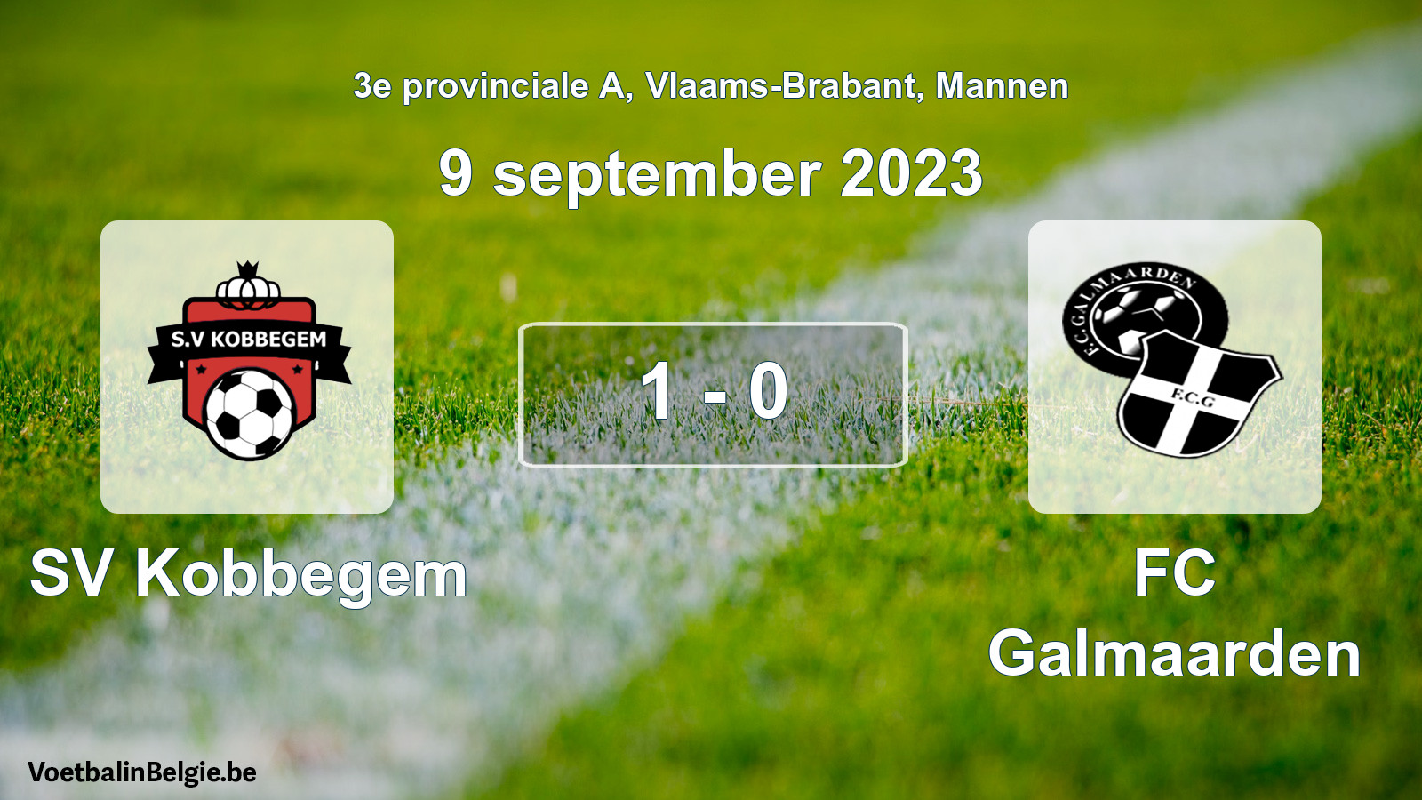 Gespeelde wedstrijd mannenvoetbal: SV Kobbegem - FC Galmaarden 1 - 0 (9 september 2023)