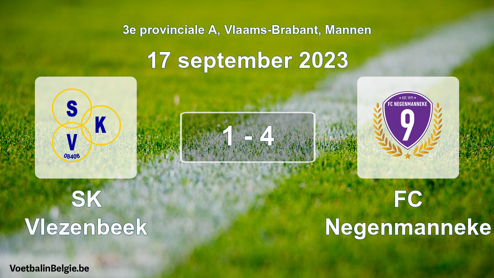 Gespeelde wedstrijd mannenvoetbal: SK Vlezenbeek - FC Negenmanneke 1 - 4 (17 september 2023)