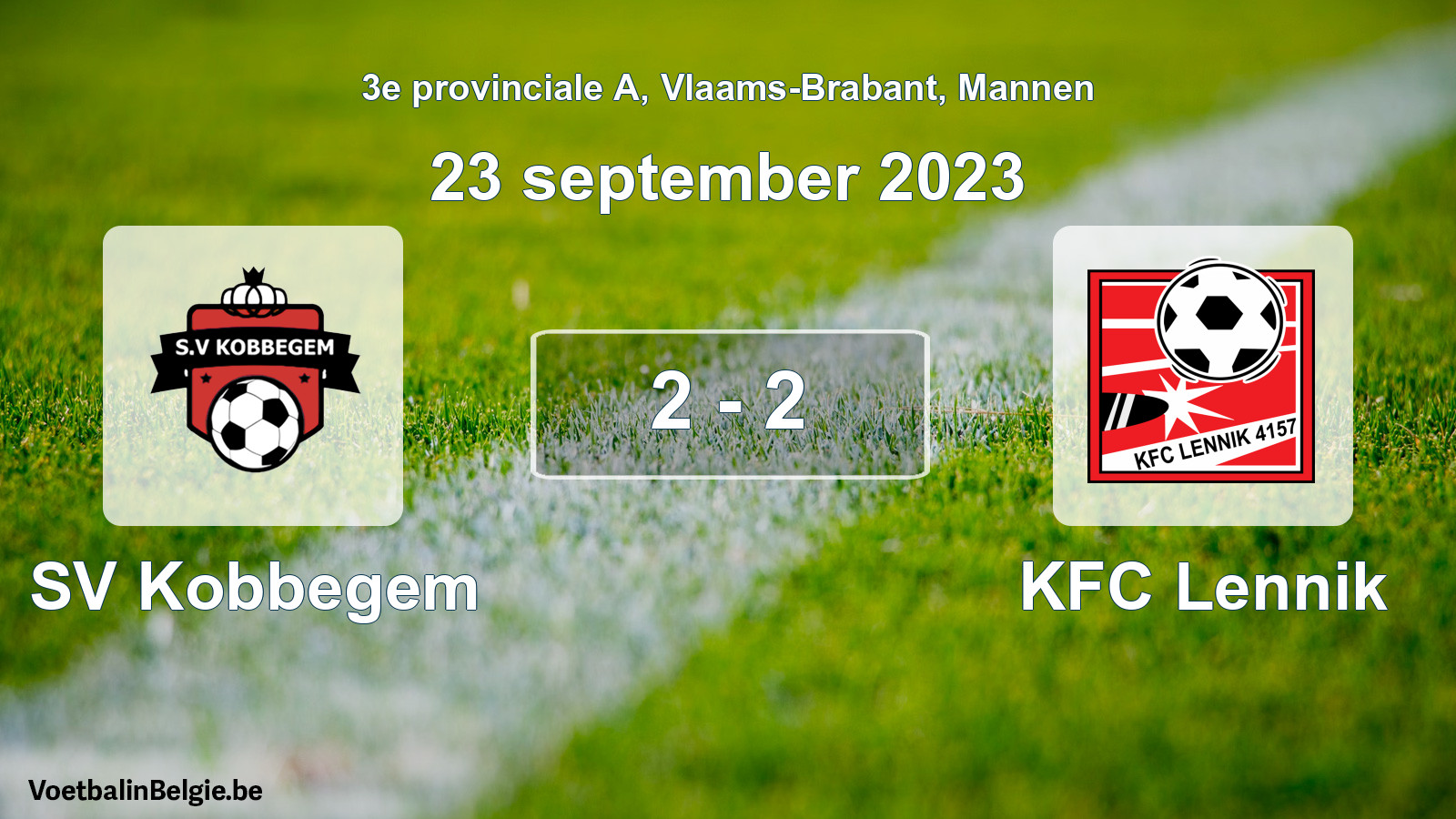 Gespeelde wedstrijd mannenvoetbal: SV Kobbegem - KFC Lennik 2 - 2 (23 september 2023)