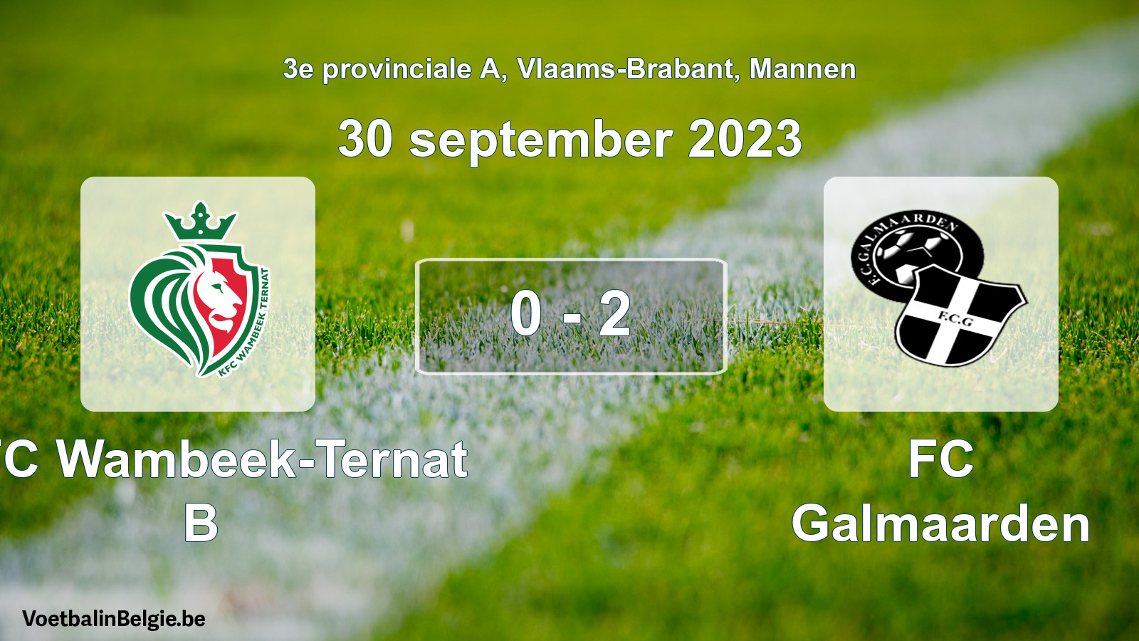 Gespeelde wedstrijd mannenvoetbal: KFC Wambeek-Ternat B - FC Galmaarden 0 - 2 (30 september 2023)