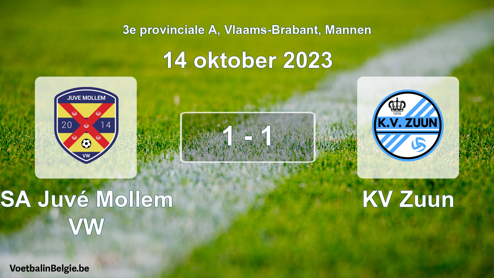 Played match men football: SA Juvé Mollem VW - KV Zuun 1 - 1 (14 October 2023)